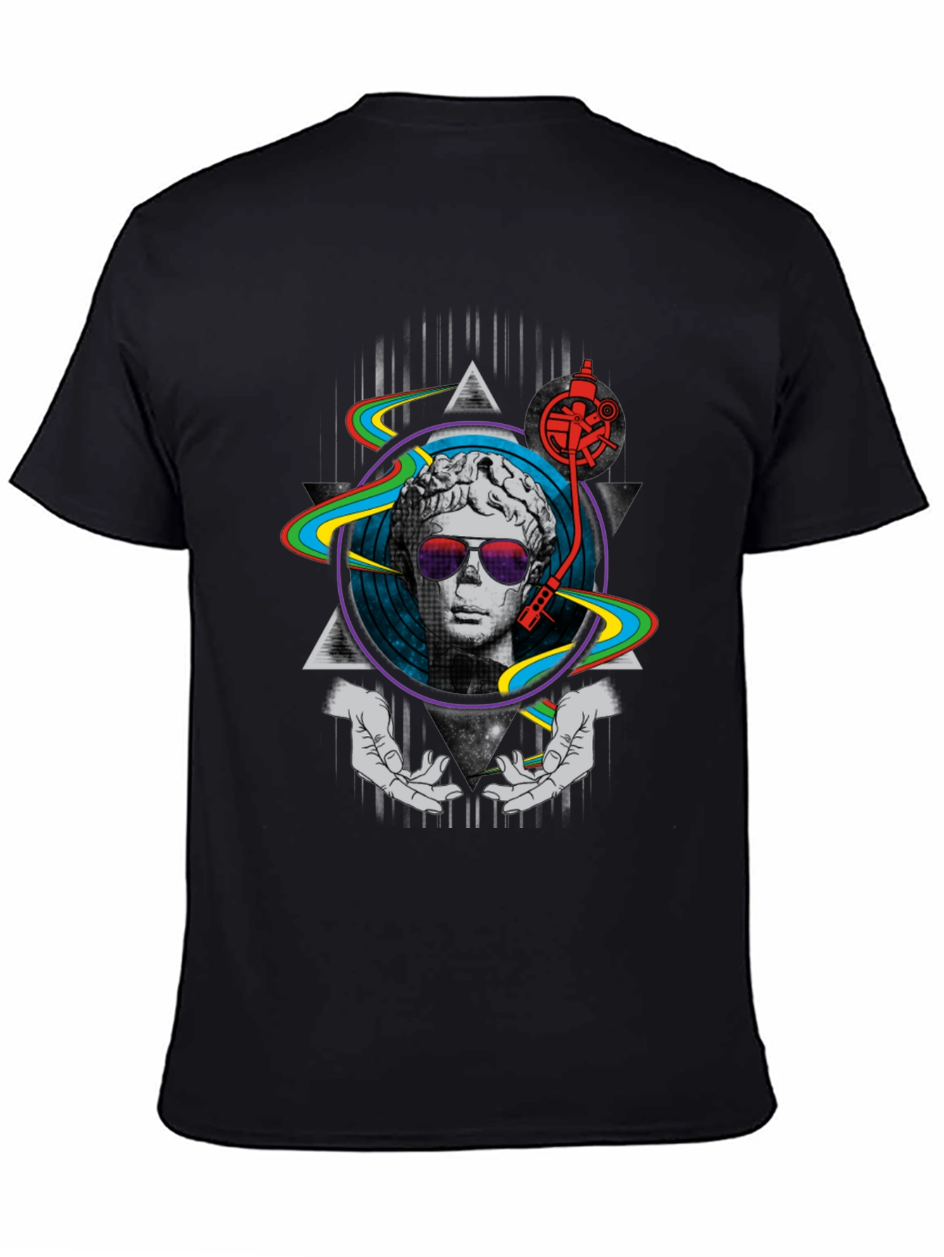 Black Retro DJ Statue Graphic T-Shirt view 4