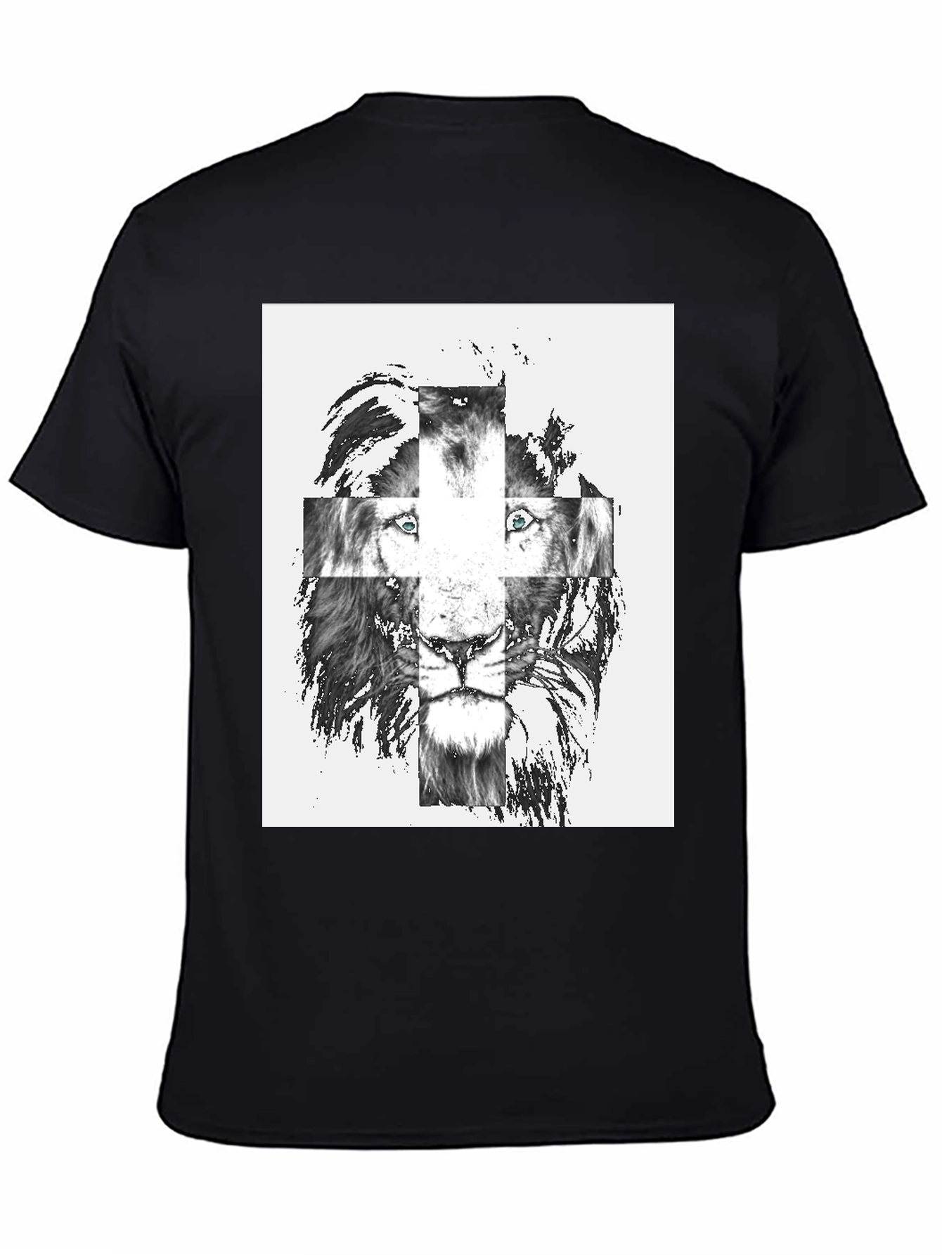 Black Lion Cross Graphic Tee - Men's Black T-Shirt view 4