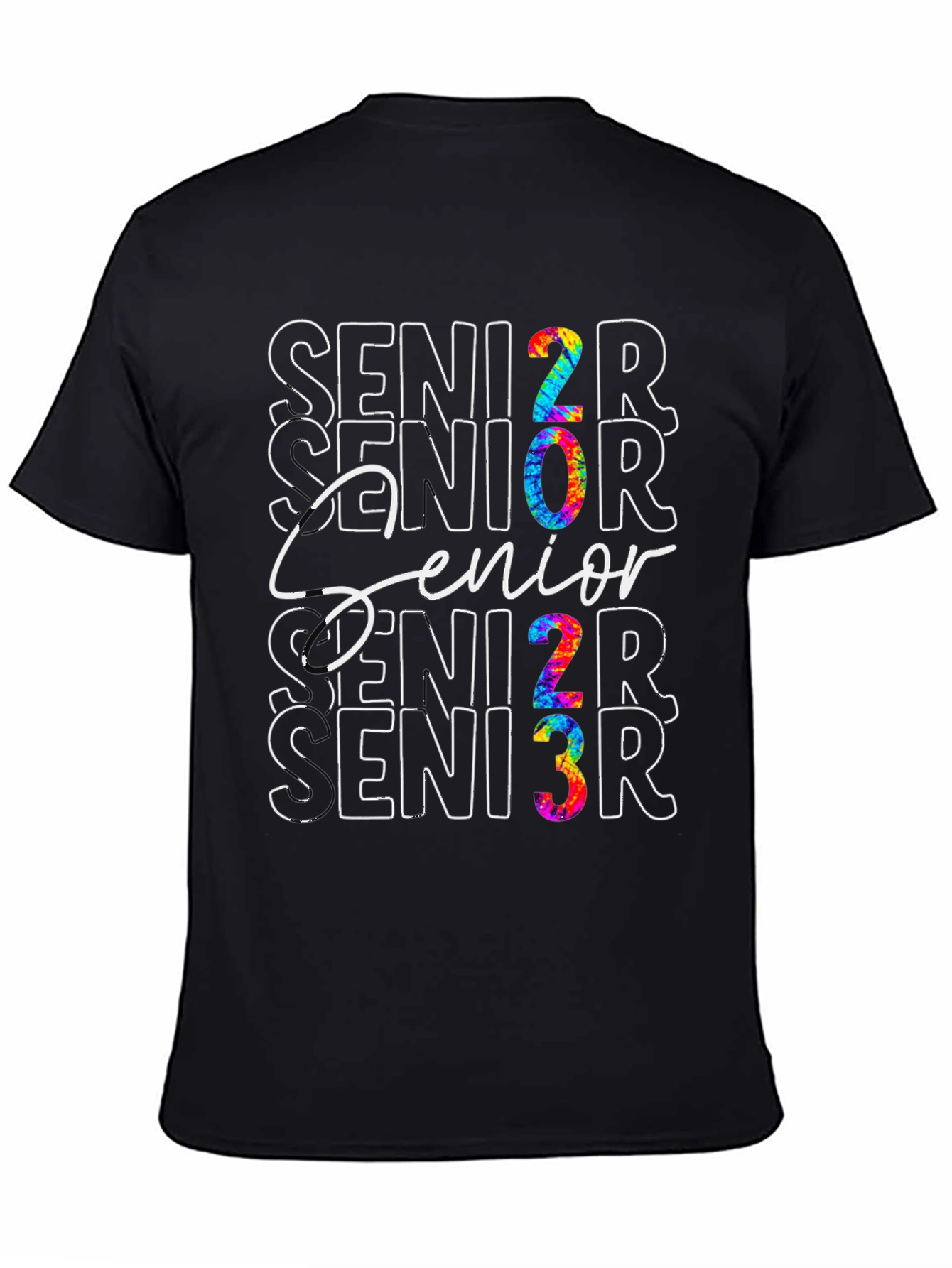 Black Senior 2023 Tie-Dye Graphic T-Shirt view 4