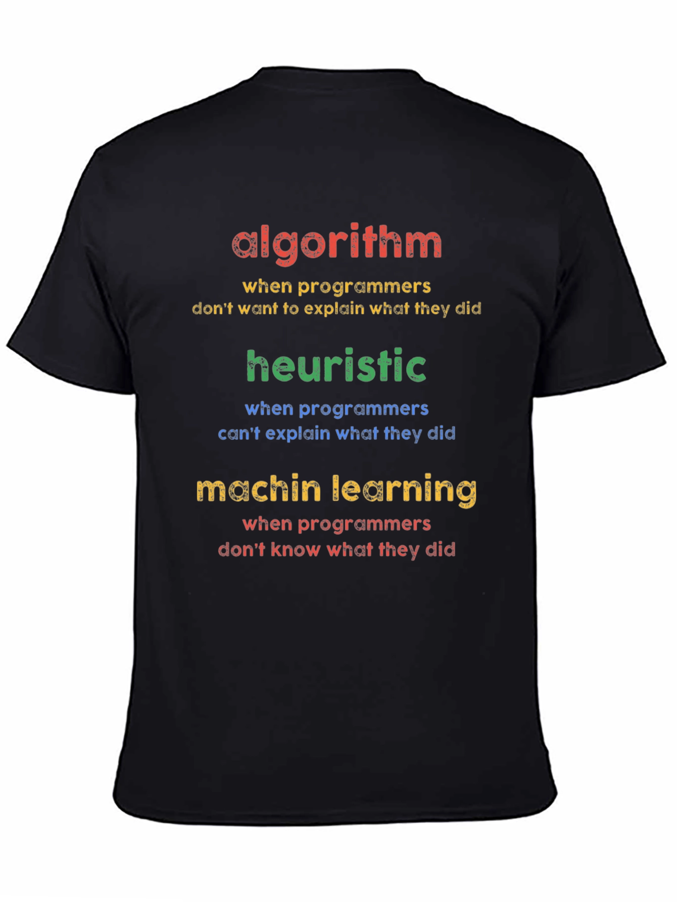 Black Algorithm Heuristic Machine Learning Programmer T-Shirt view 4