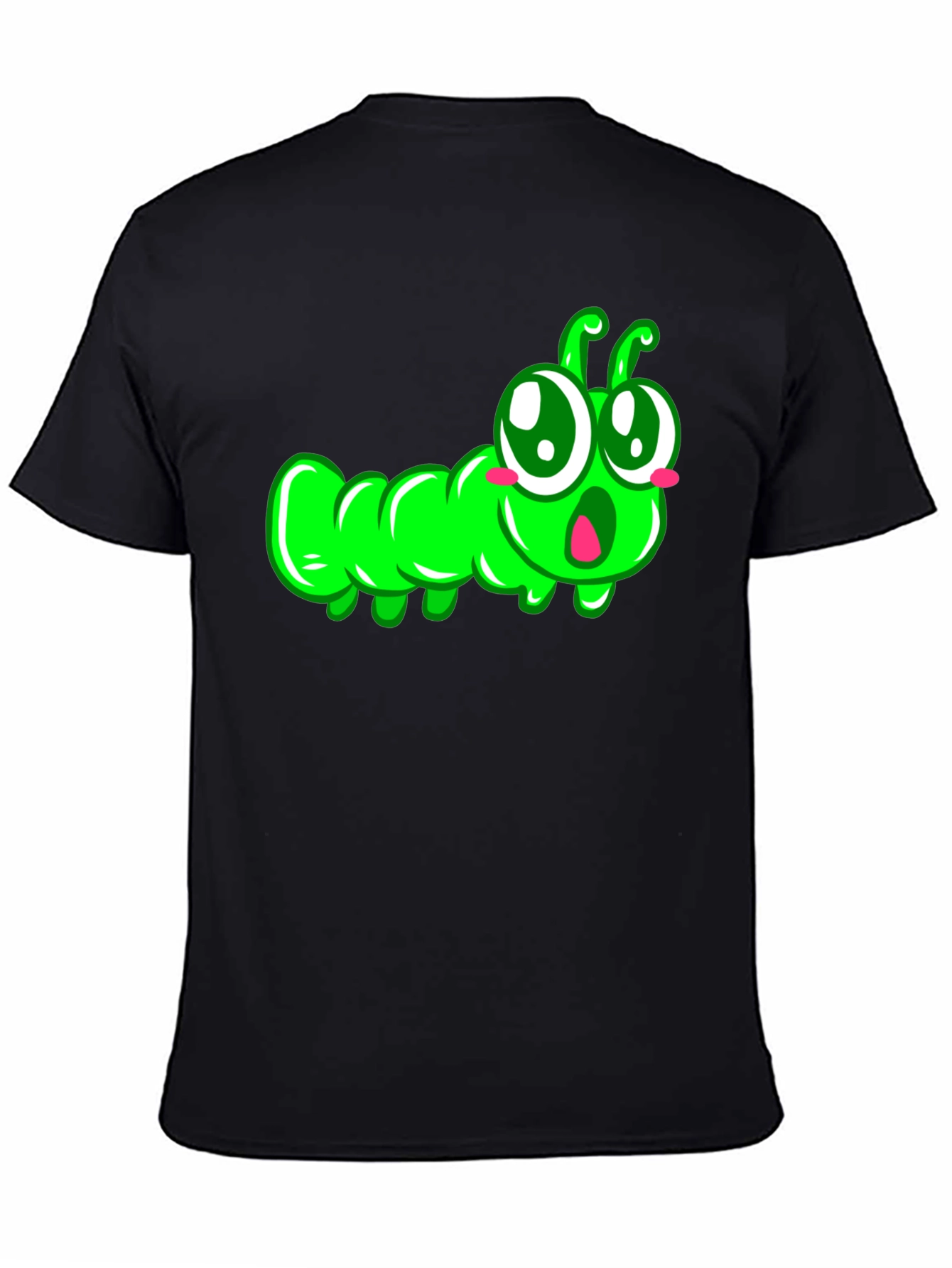 Black Cute Cartoon Caterpillar T-Shirt view 4