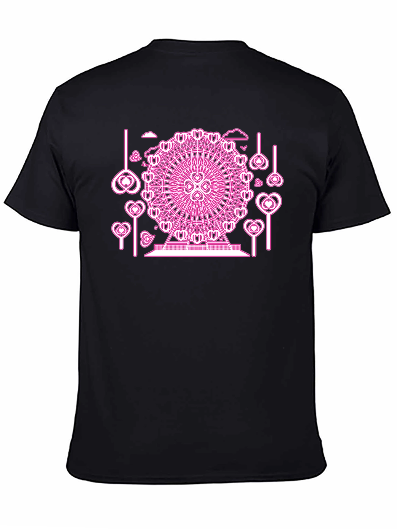 Black Pink Neon Ferris Wheel Graphic Tee view 4