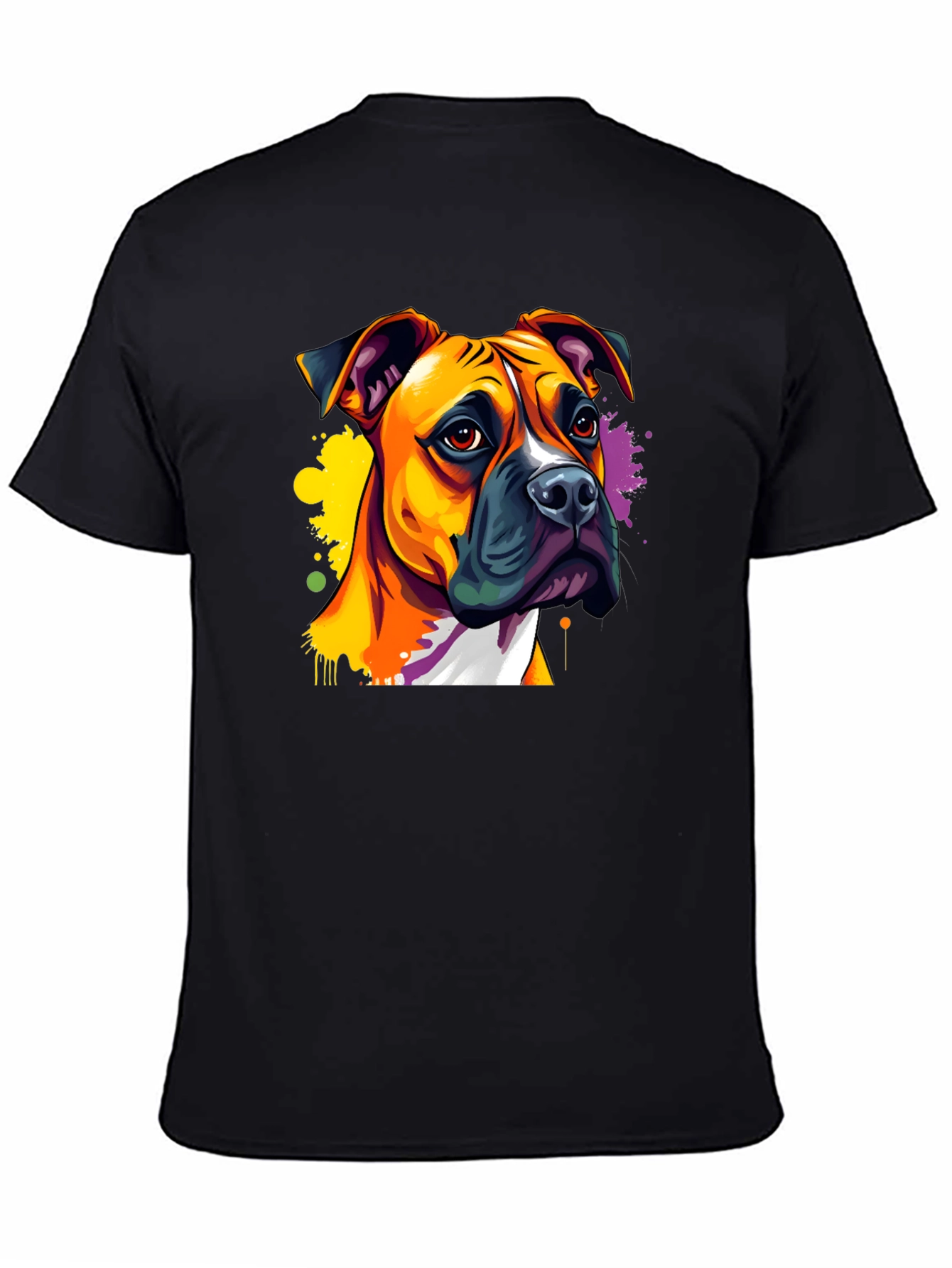 Black Dog Art T-Shirt - Boxer Breed view 4