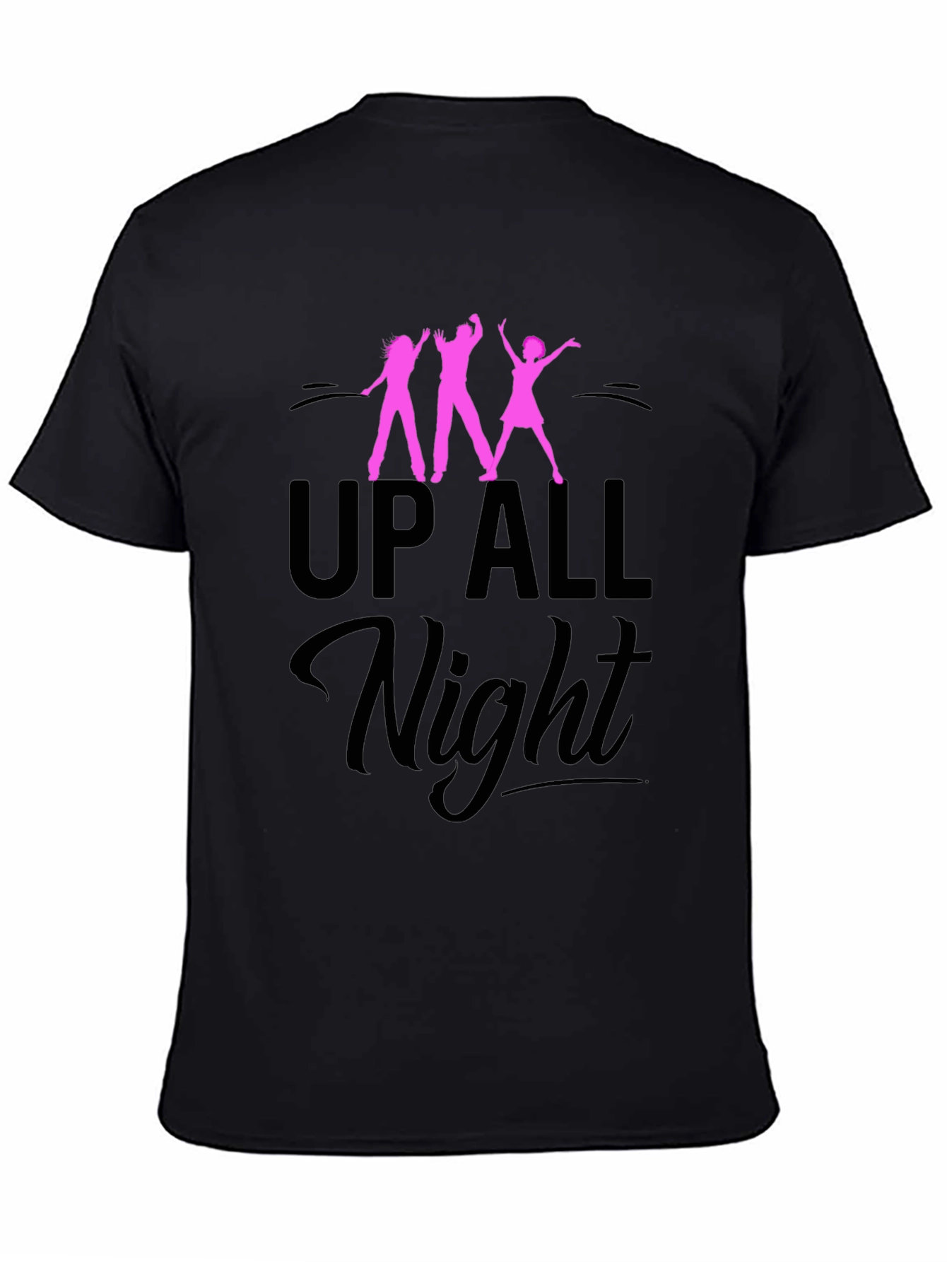 Black Up All Night Graphic Tee - Black Unisex T-Shirt view 4