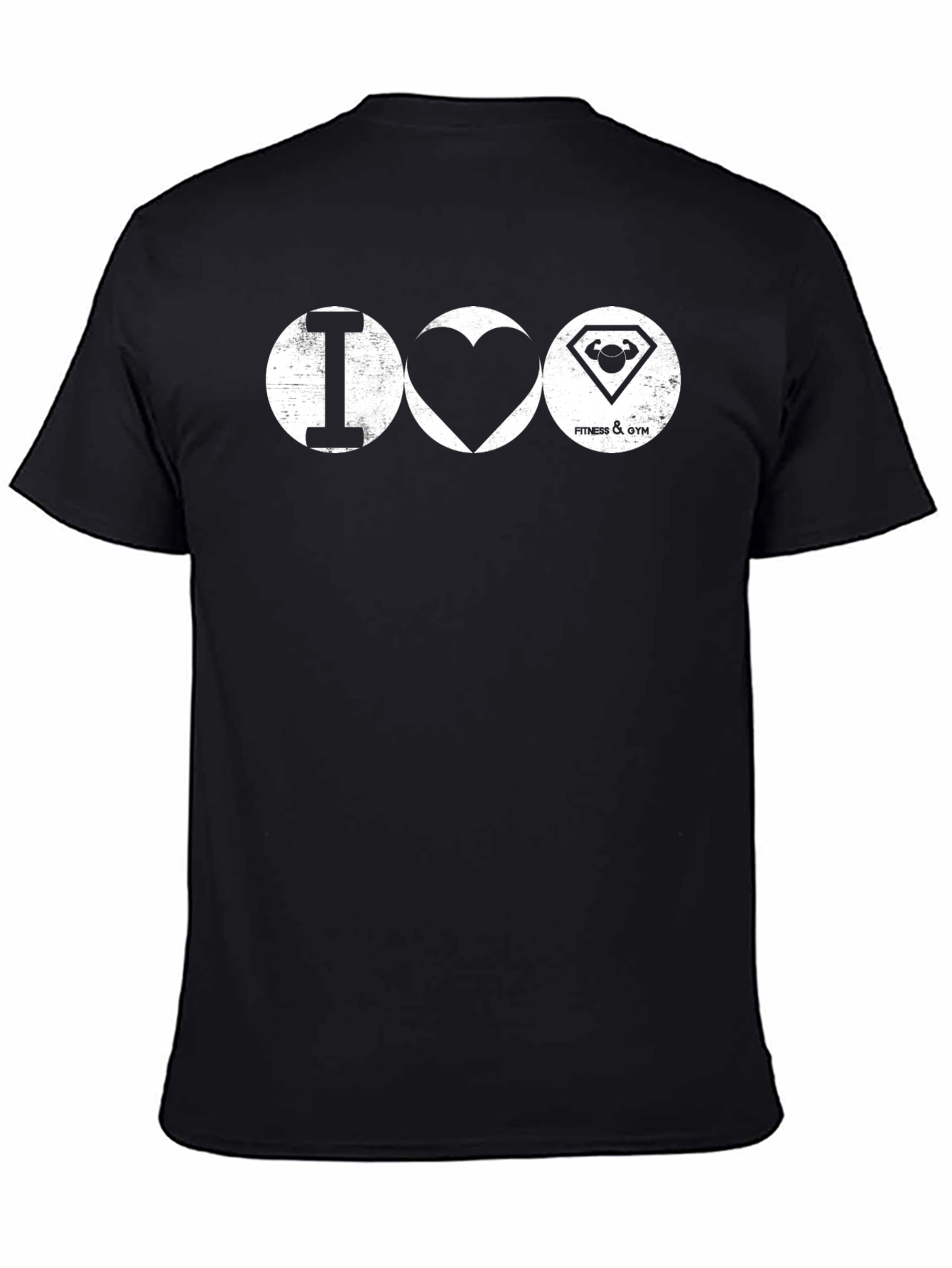 Black I Love Fitness & Gym T-Shirt view 4