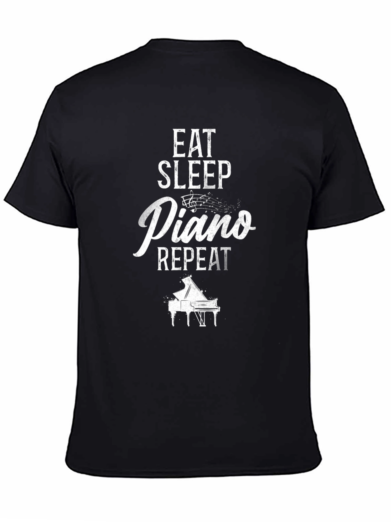 Black Eat Sleep Piano Repeat Graphic T-Shirt view 4