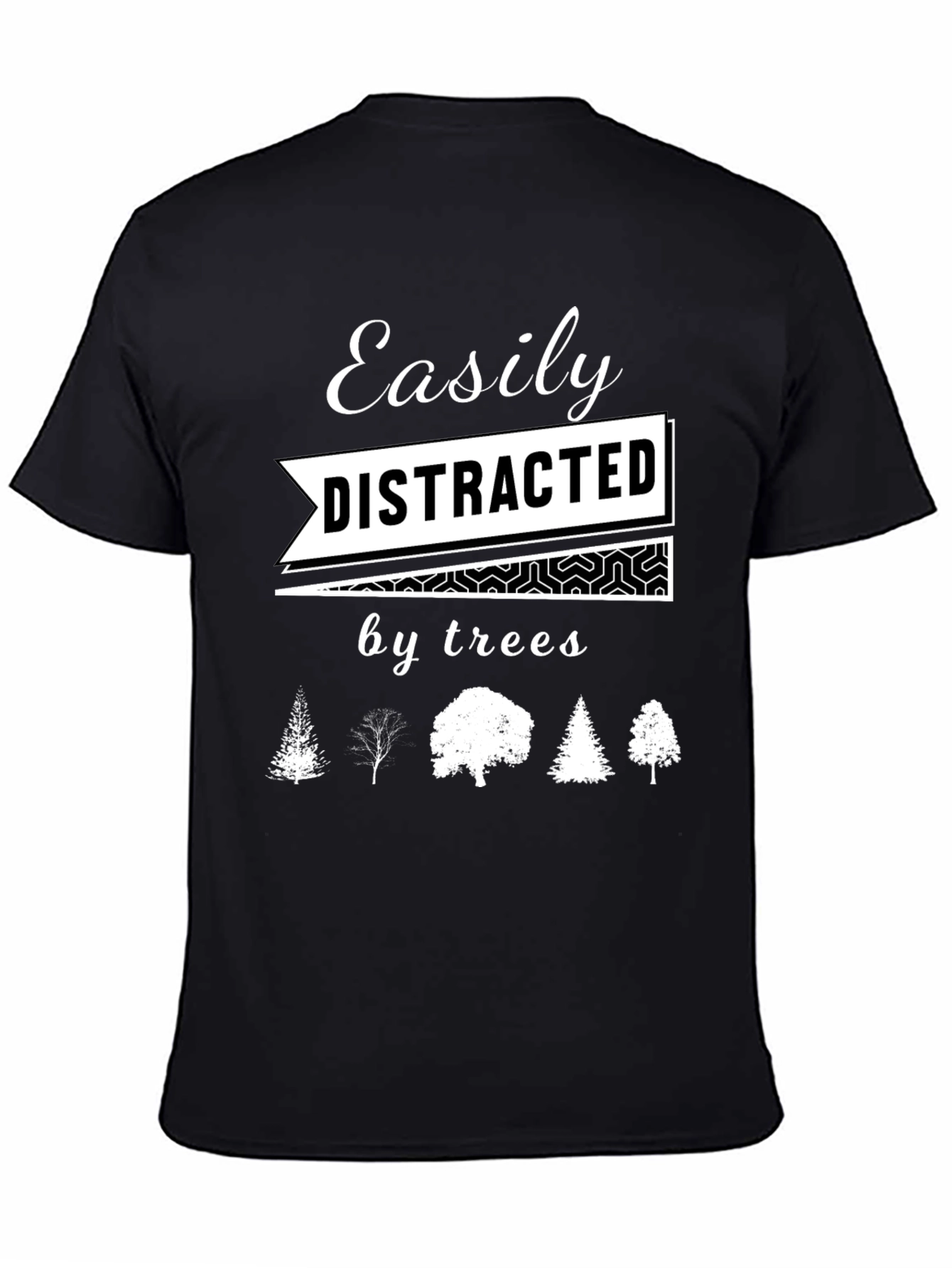 Black Easily Distracted by Trees Graphic T-Shirt view 4