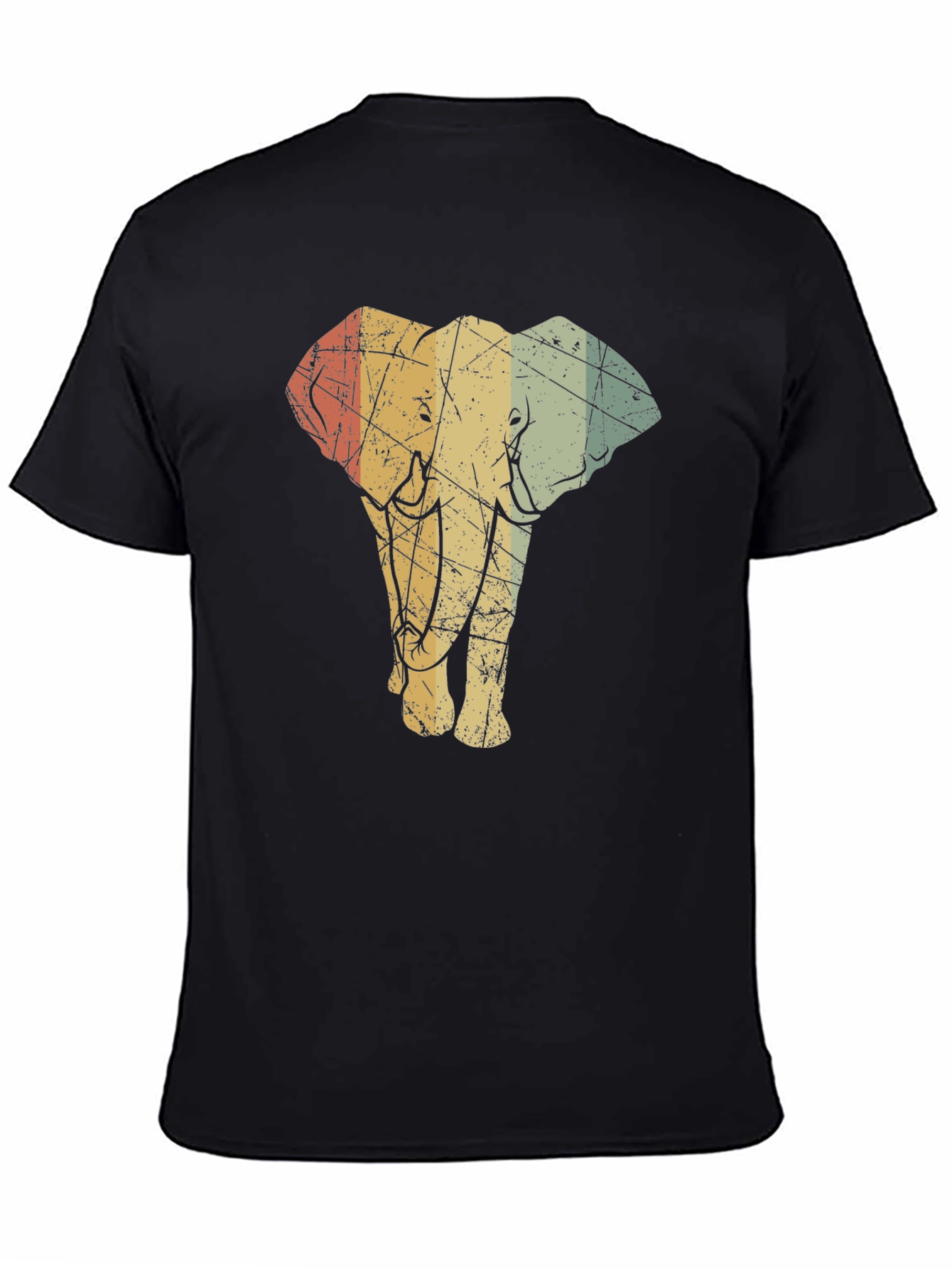 Black Vintage Elephant Graphic Tee - Unisex Black T-Shirt view 4