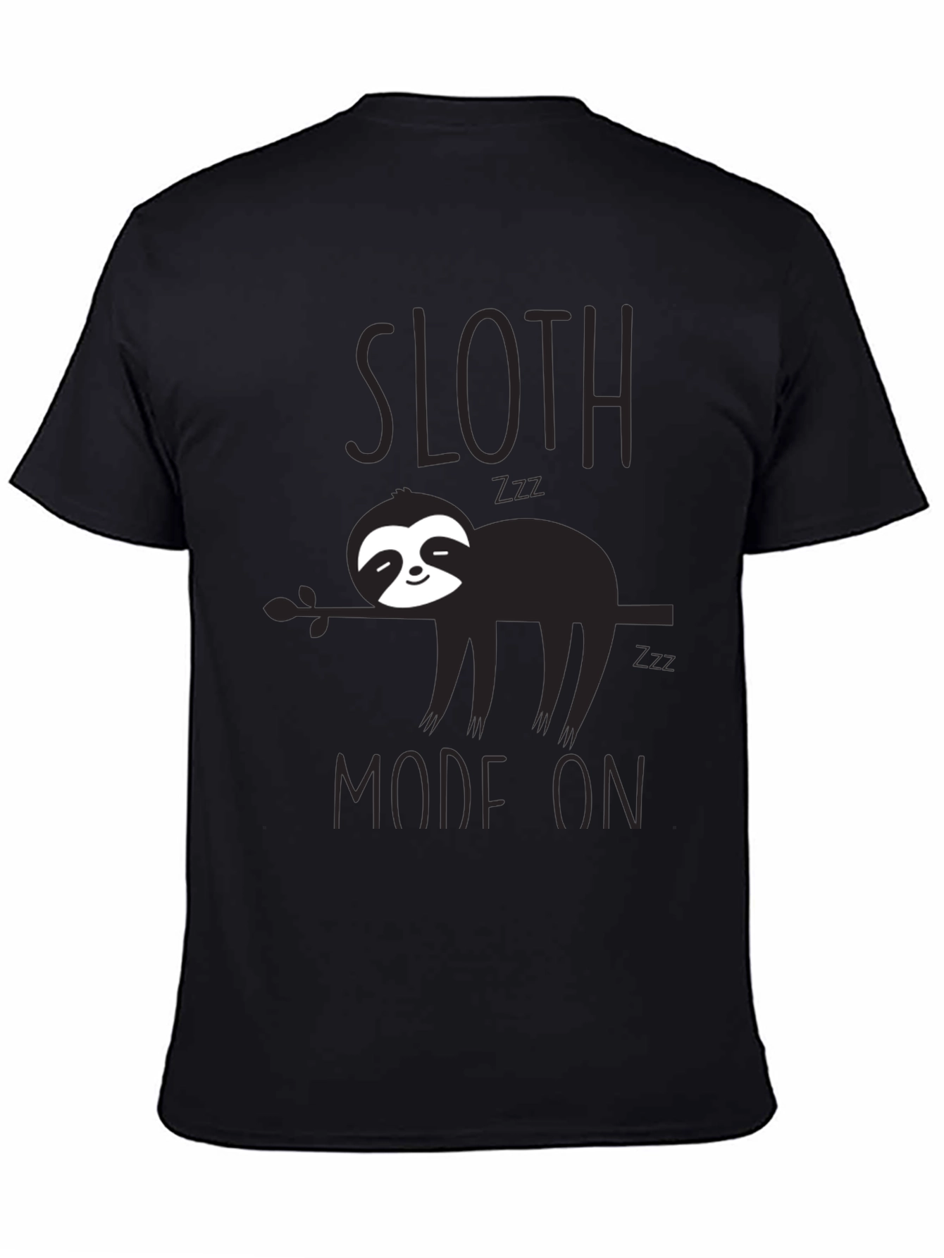 Black Sloth Mode On Black T-Shirt view 4