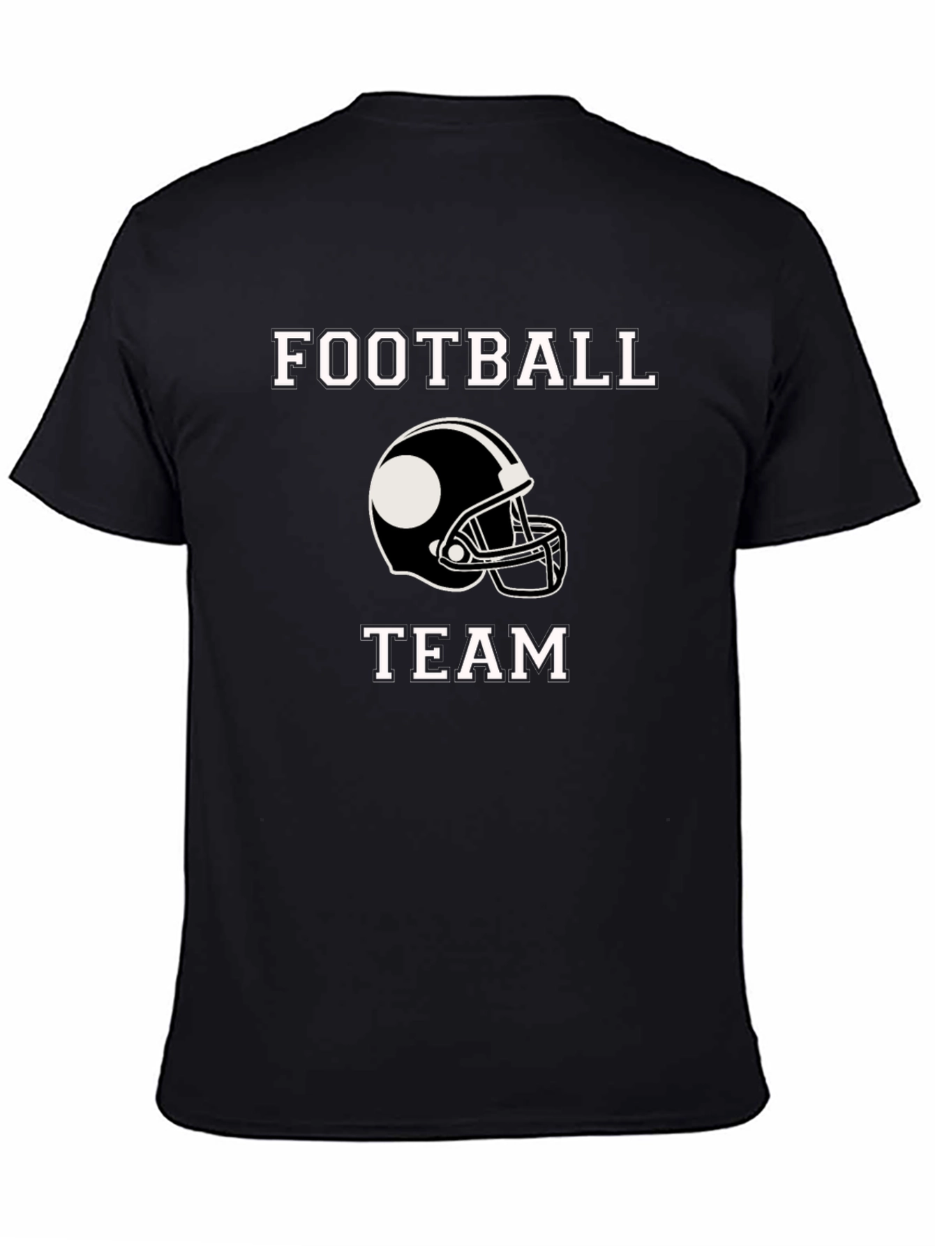 Black Football Team Graphic Tee - Black Cotton T-Shirt view 4