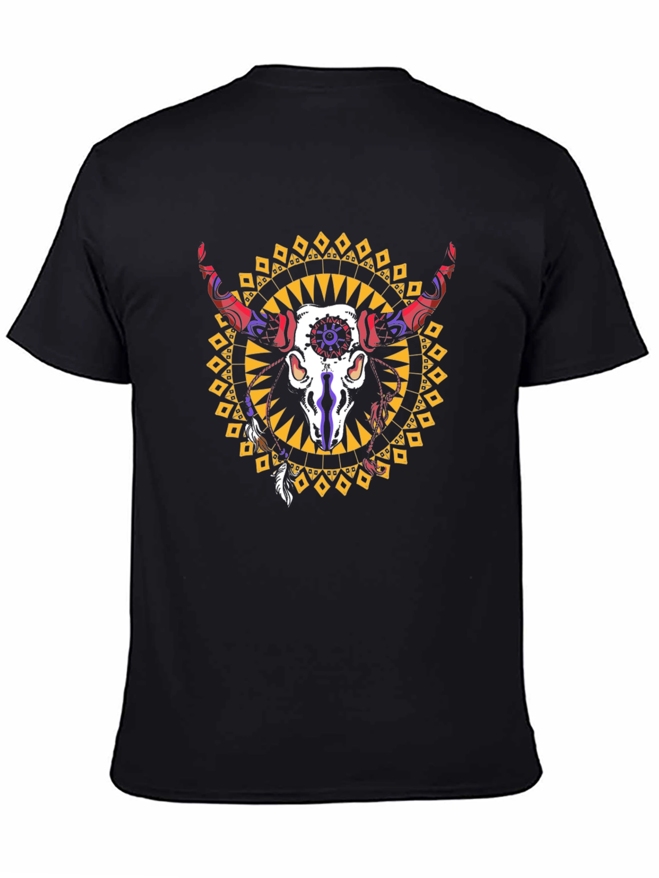 Black Bull Skull Graphic Tee - Western Style view 4