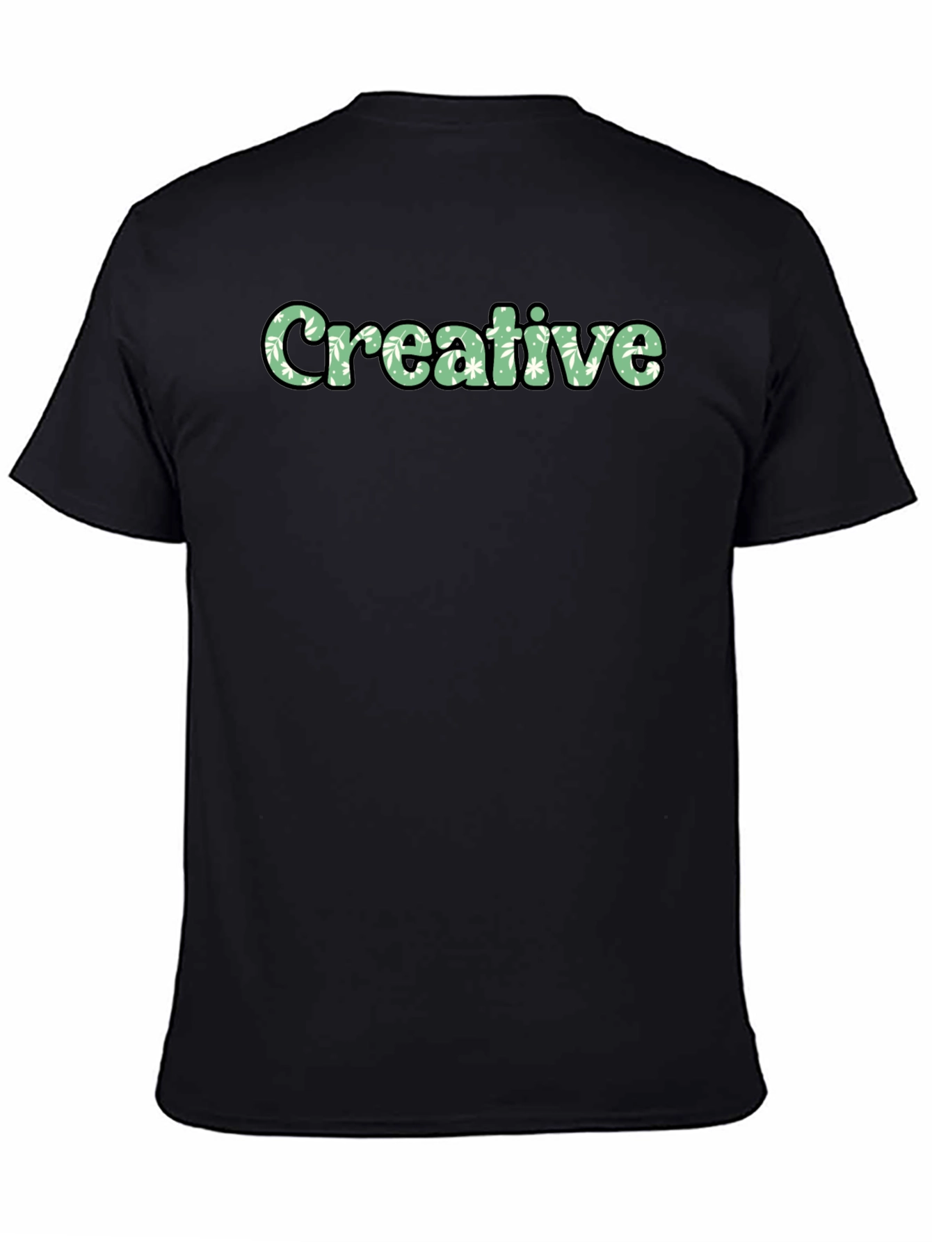 Black Creative Graphic Tee - Black Cotton T-Shirt view 4