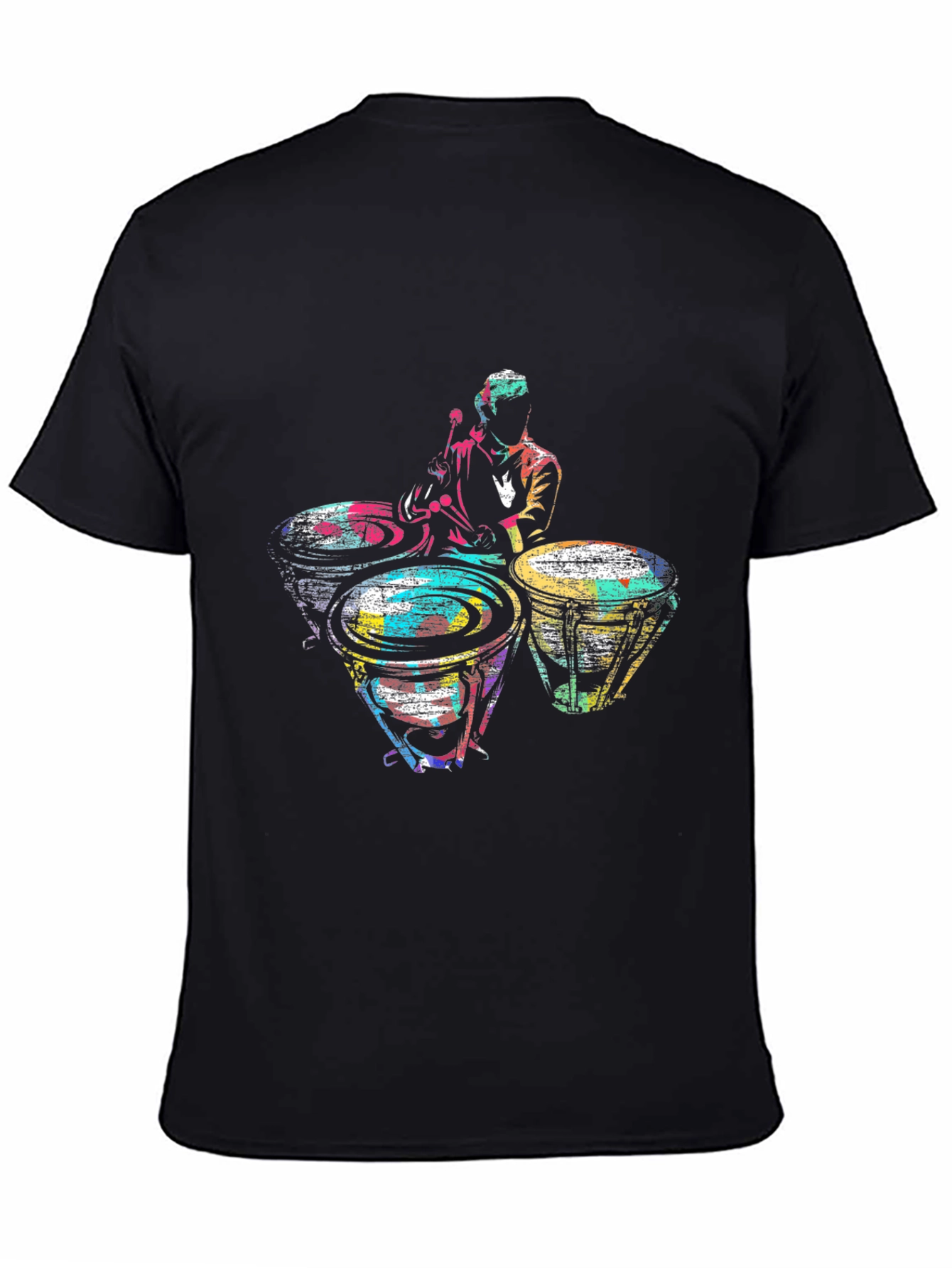 Black Colorful Drums Graphic Tee view 4