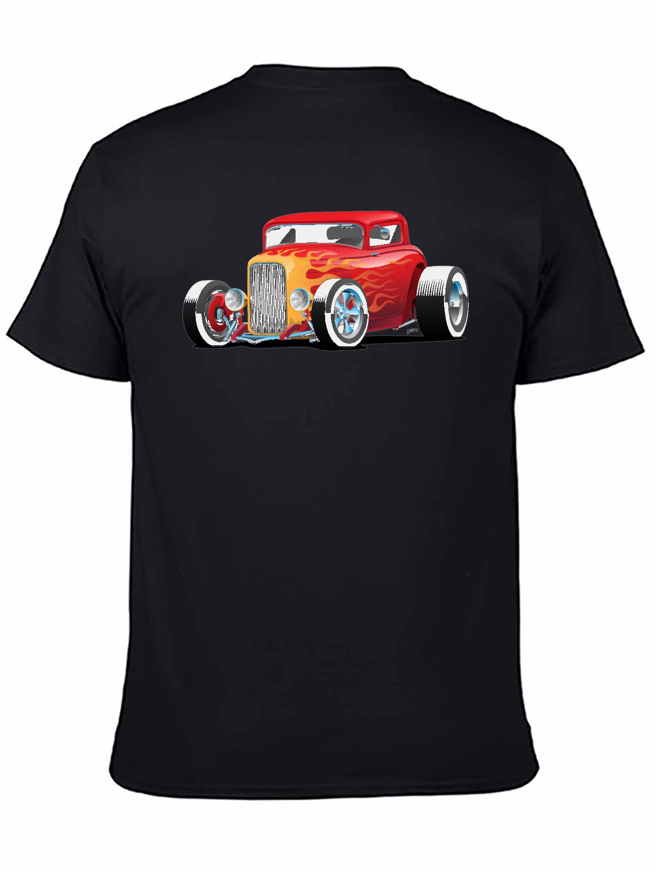 Black Hot Rod Car Graphic Tee - Classic Automotive Style view 4