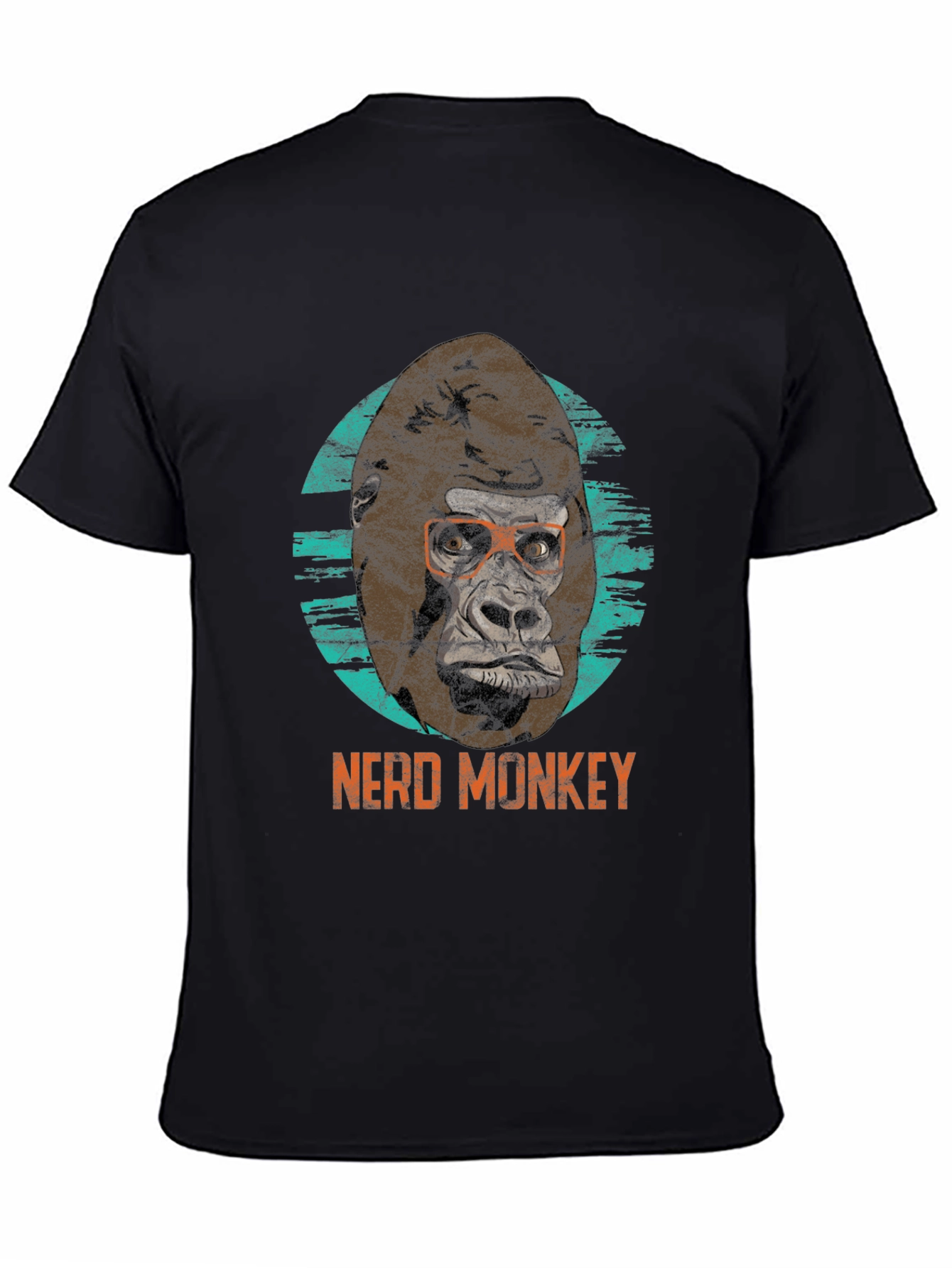 Black Nerd Monkey Graphic Tee - Black T-Shirt view 4