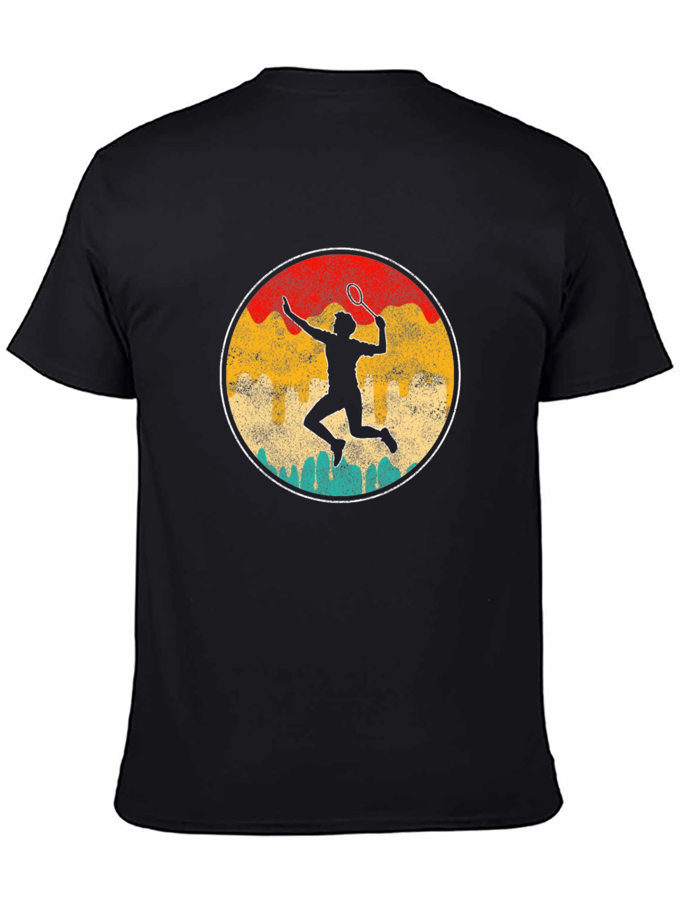 Black Vintage Badminton Player Graphic T-Shirt view 4