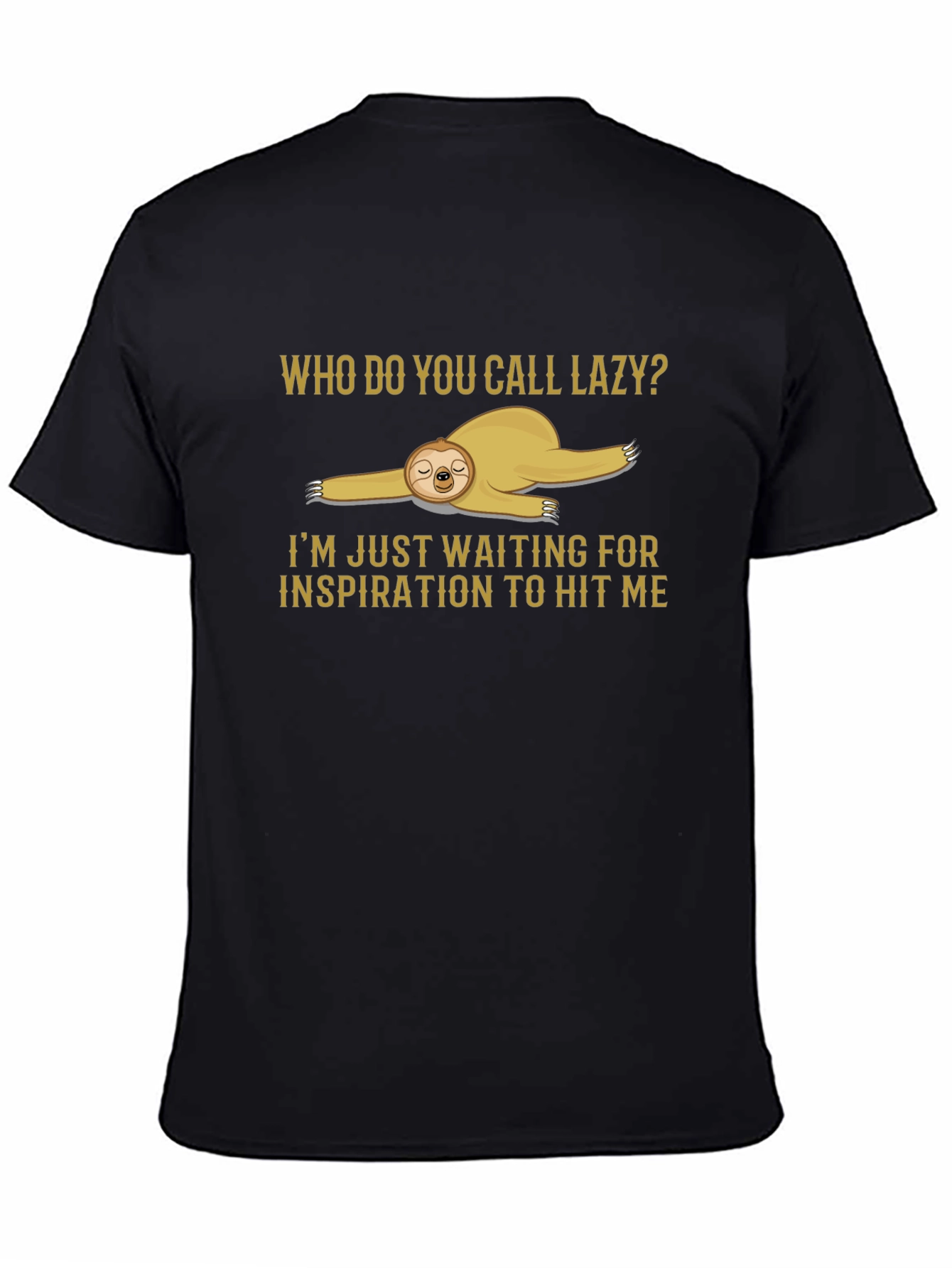 Black Lazy Sloth Graphic Tee - Funny Inspiration Shirt view 4