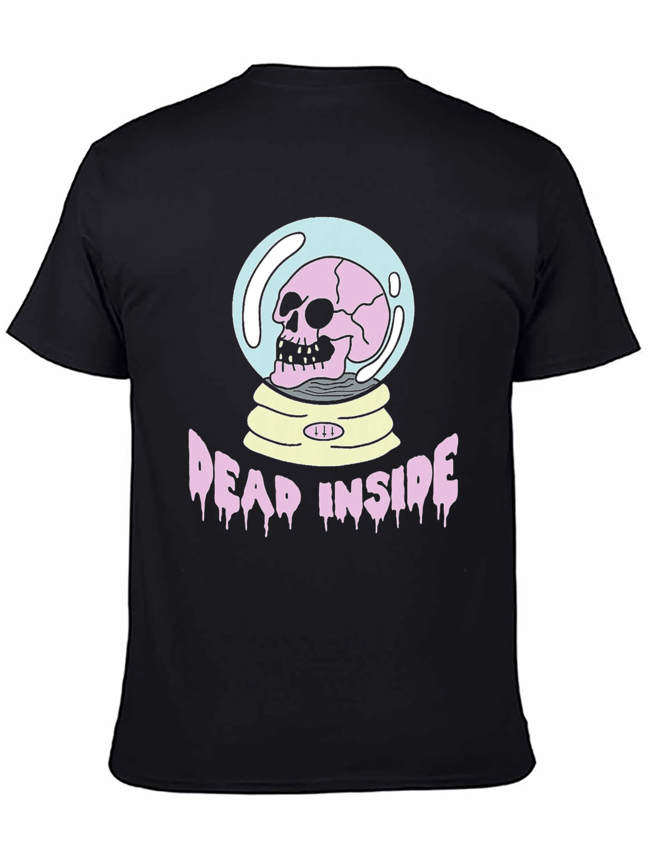 Black Dead Inside Graphic Tee - Skull in Snow Globe T-Shirt view 4
