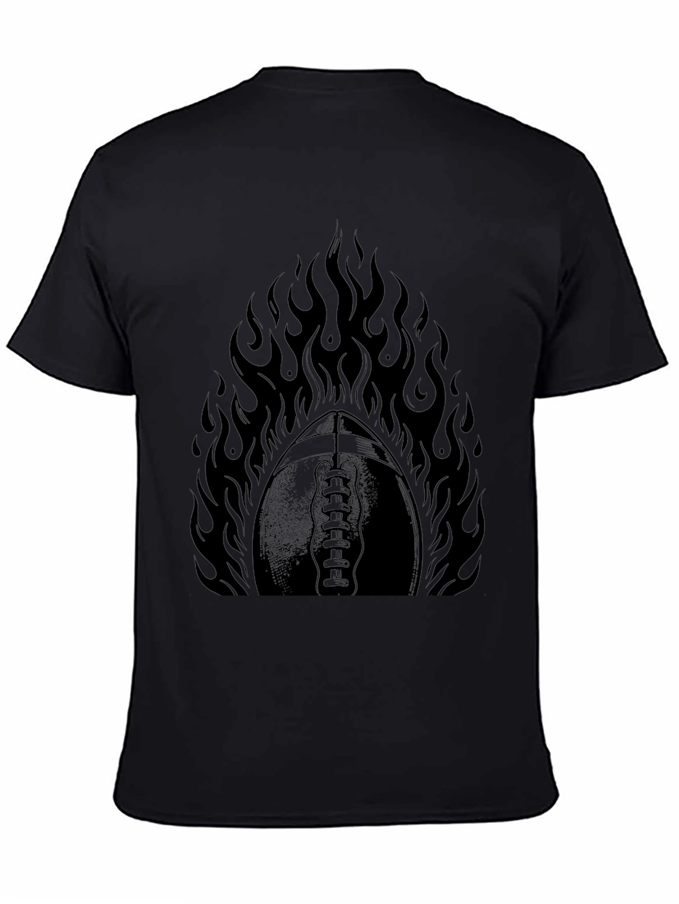 Black Fiery Football Graphic Tee - Black Cotton view 4