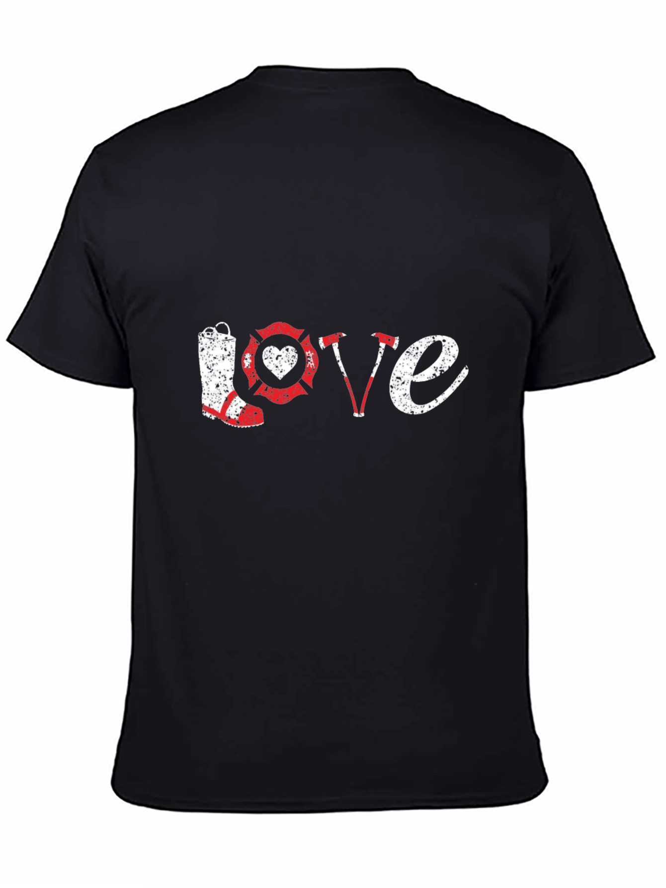 Black Firefighter Love Black T-Shirt view 4