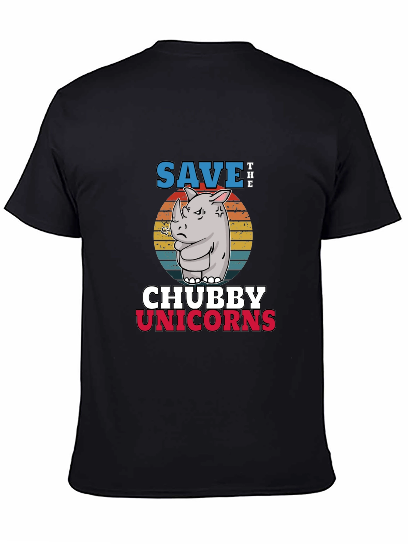 Black Save the Chubby Unicorns Black T-Shirt view 4