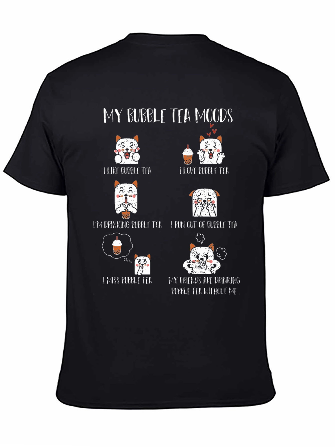 Black Bubble Tea Moods T-Shirt - Cute Graphic Tee view 4
