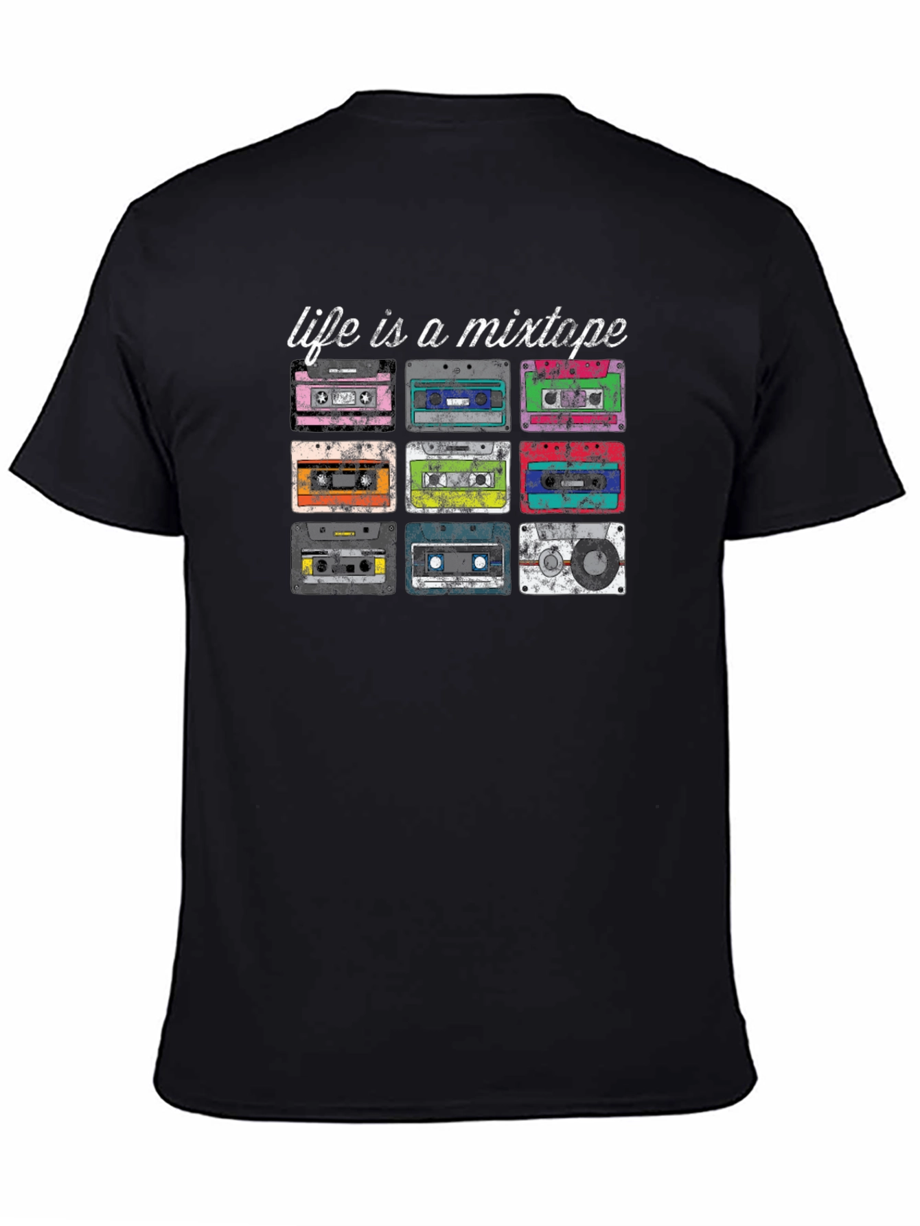 Black Life is a Mixtape Graphic T-Shirt - Vintage Cassette Design view 4