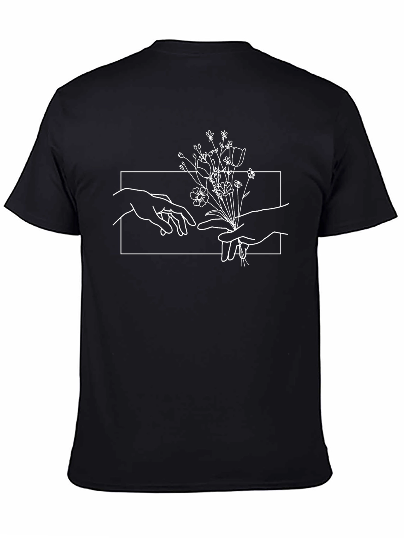 Black Floral Hand Creation Graphic T-Shirt view 4