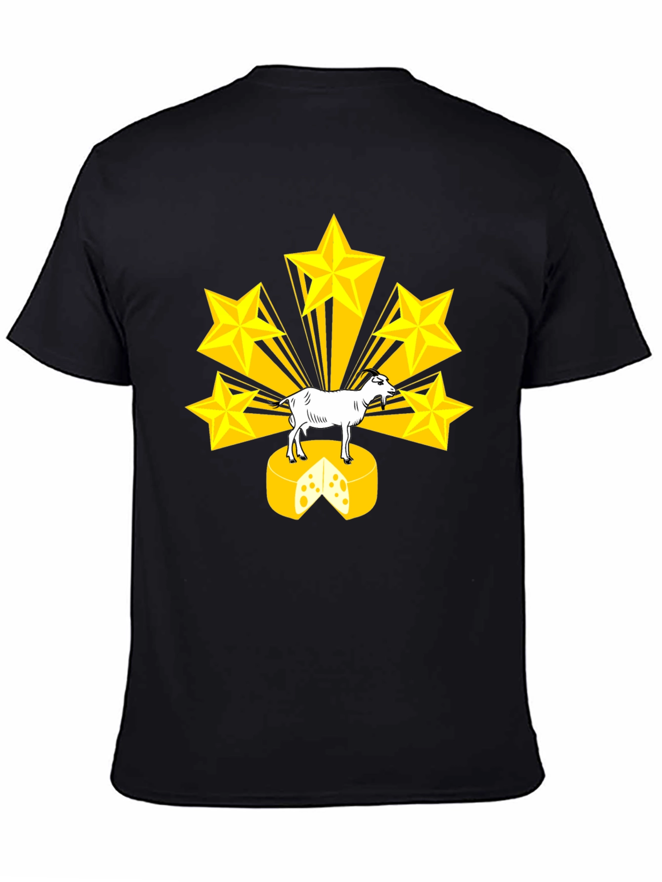 Black Goat on Cheese T-Shirt with Star Design view 4