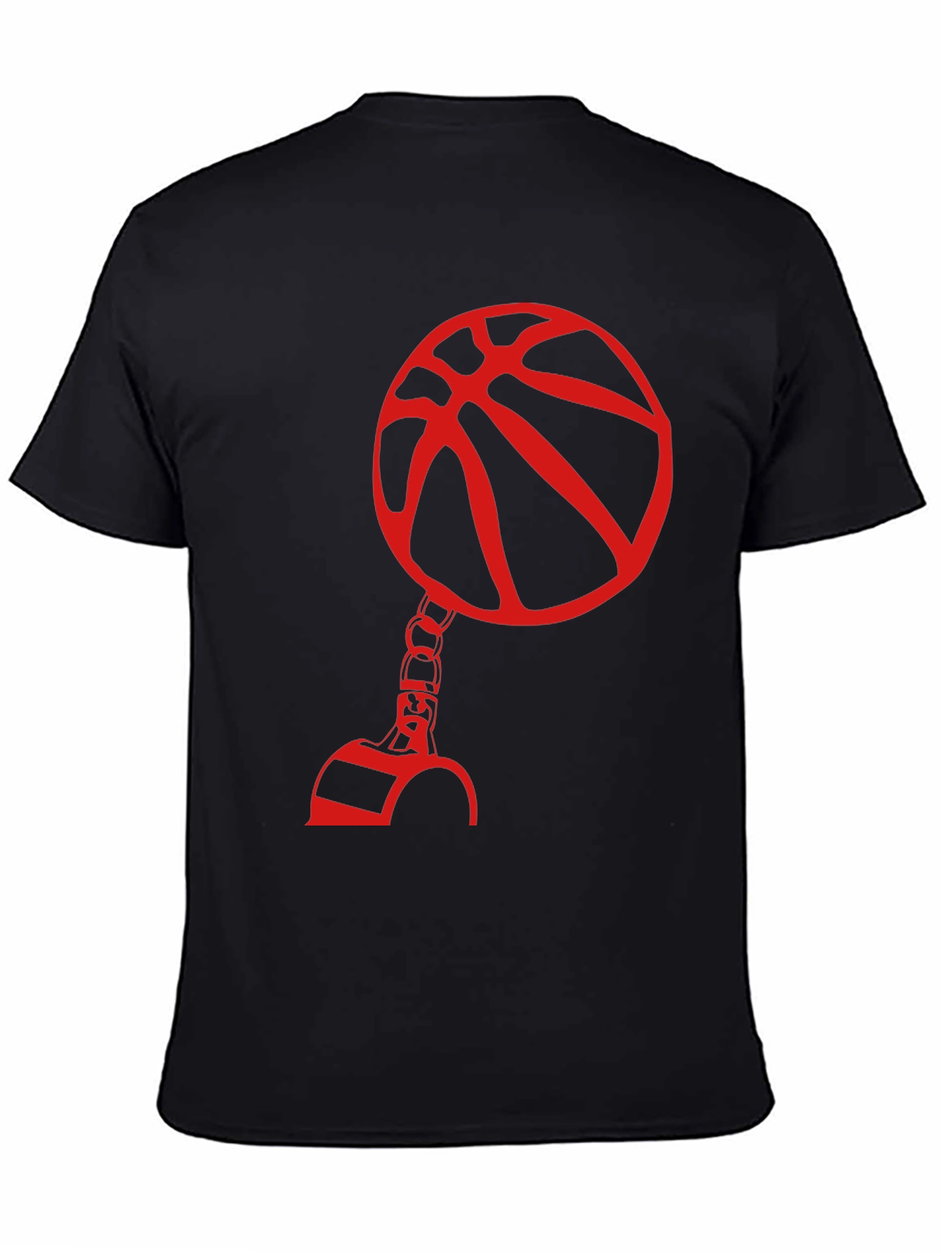 Black Red Basketball Graphic Print Black T-Shirt view 4