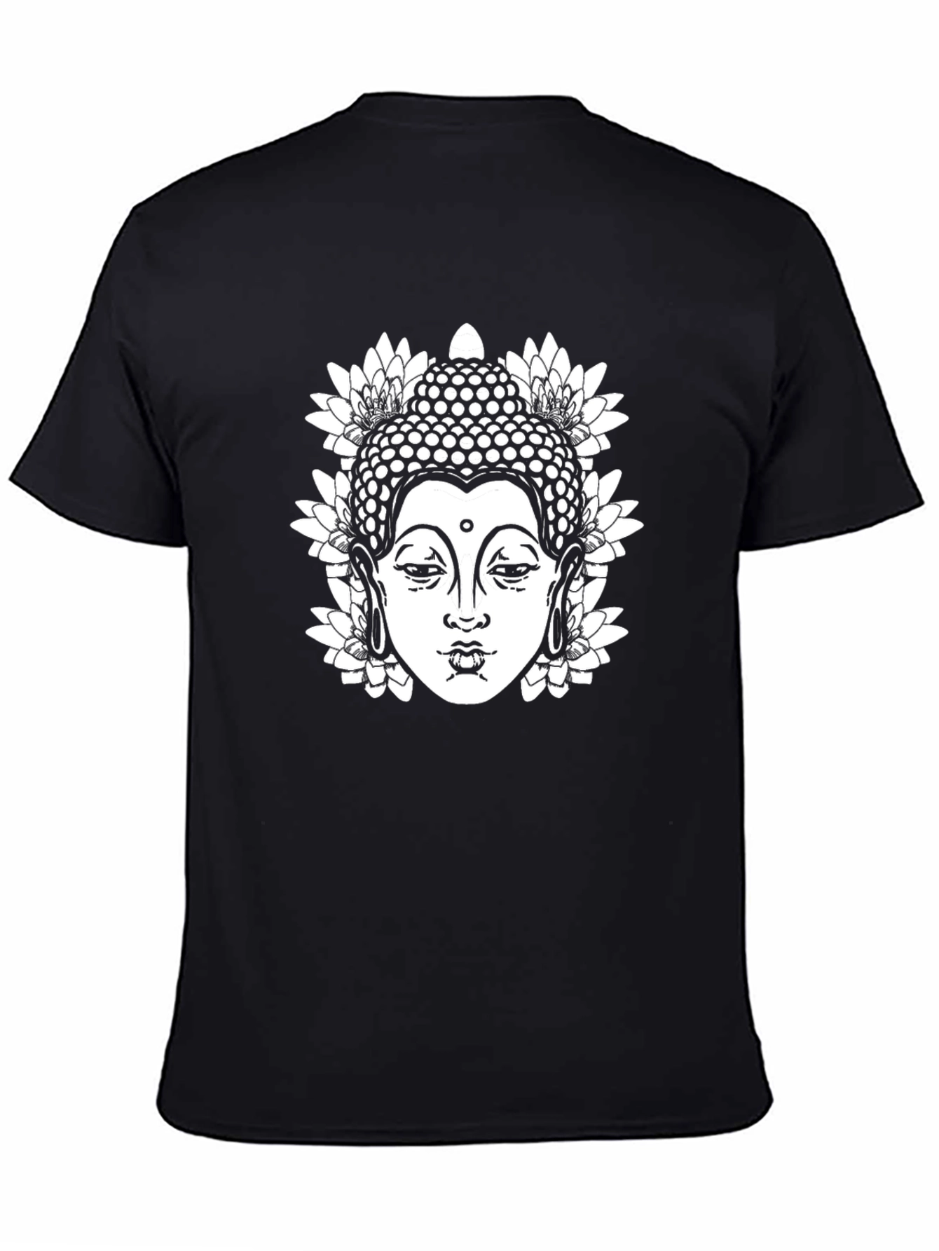 Black Buddha Lotus Graphic T-Shirt - Black view 4