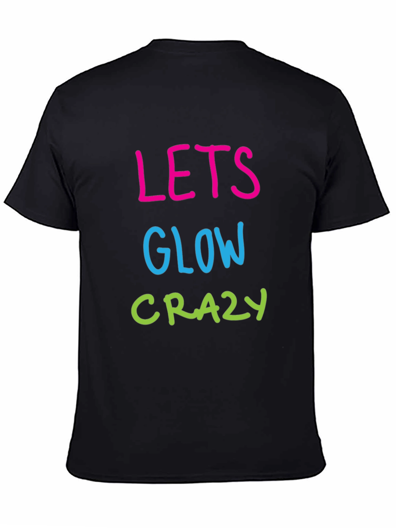 Black Lets Glow Crazy Graphic T-Shirt - Men's Black Tee view 4