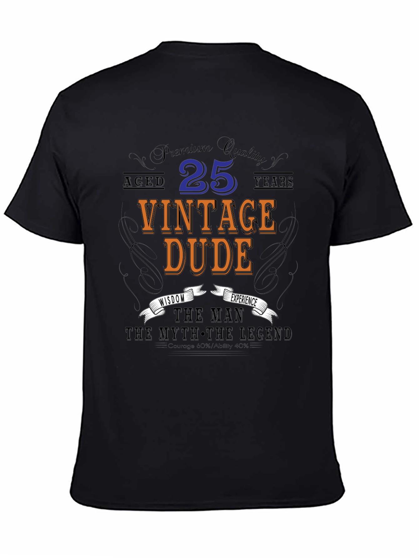 Black Vintage Dude 25th Birthday T-Shirt view 4