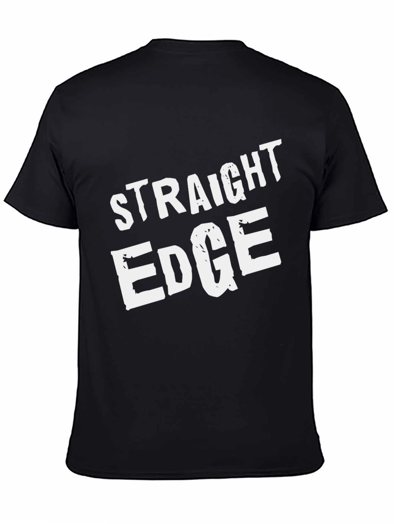Black Straight Edge Black T-Shirt Crew Neck Casual view 4