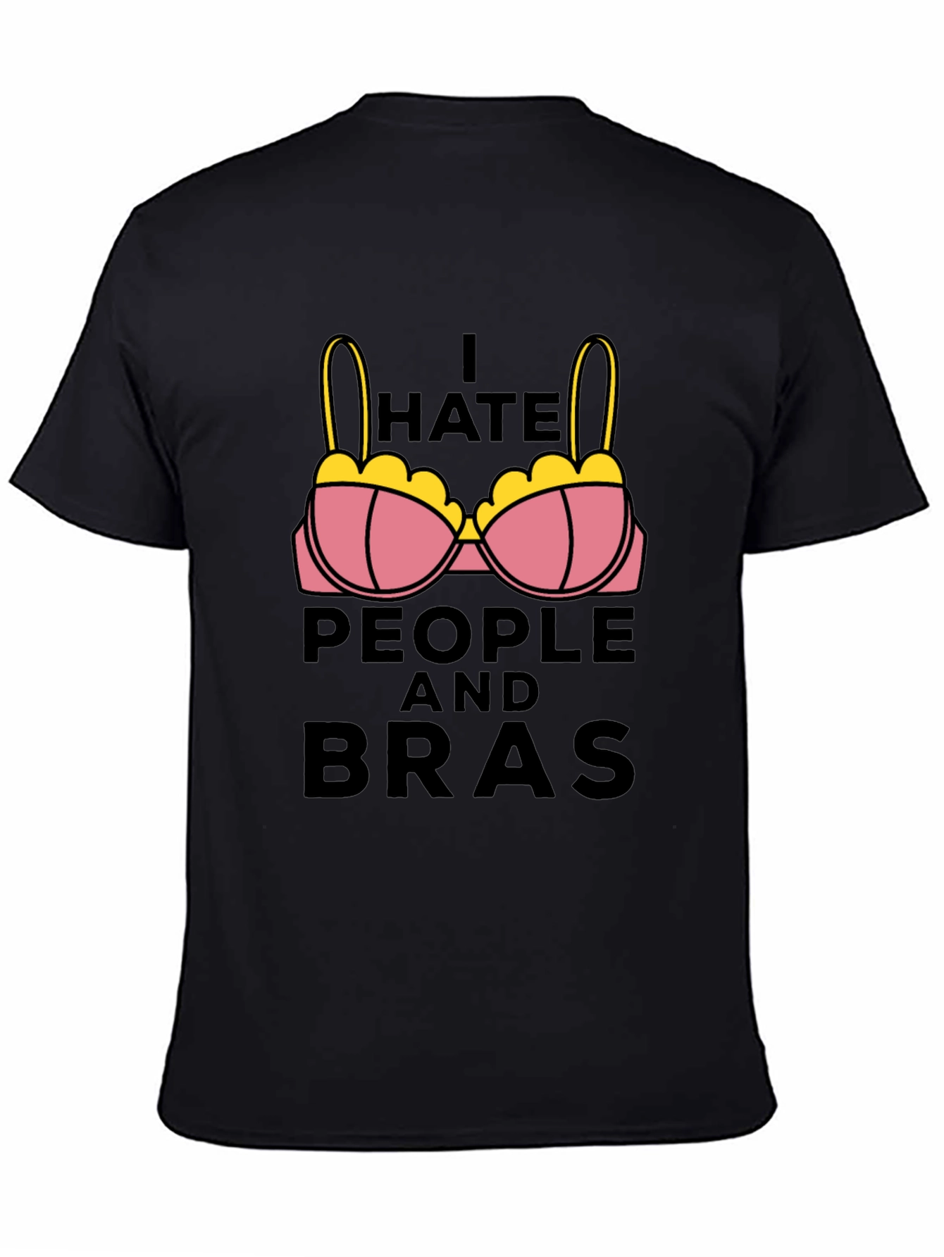 Black I Hate People and Bras Graphic Tee view 4