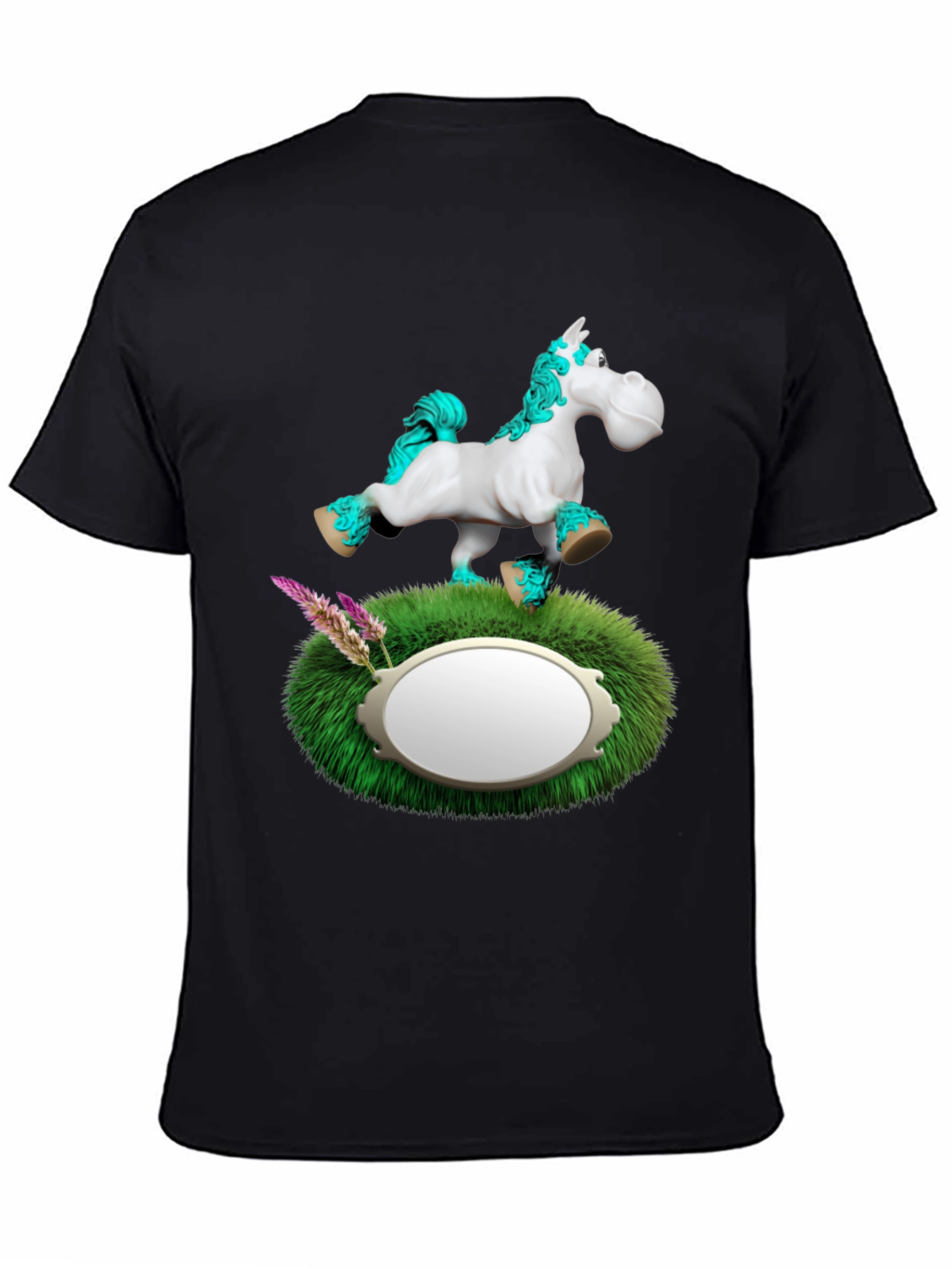 Black Whimsical Horse T-Shirt view 4
