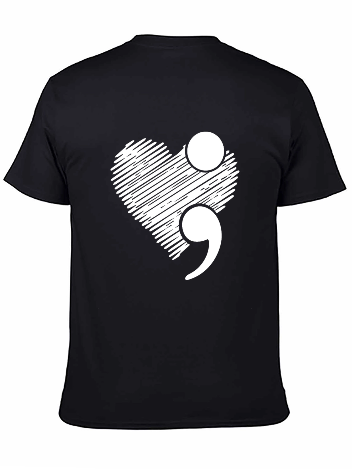 Black Semicolon Heart Graphic Tee - Mental Health Awareness view 4