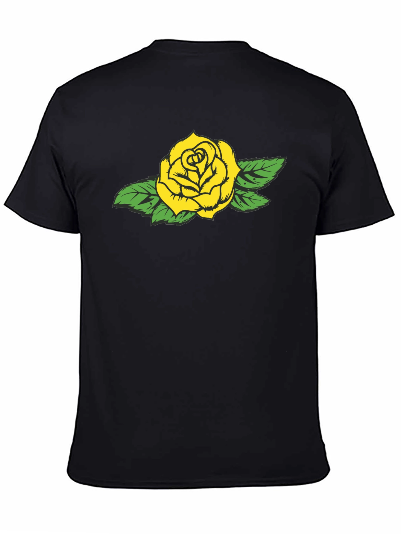Black Yellow Rose Graphic Black Tee - Stylish Casual Wear view 4