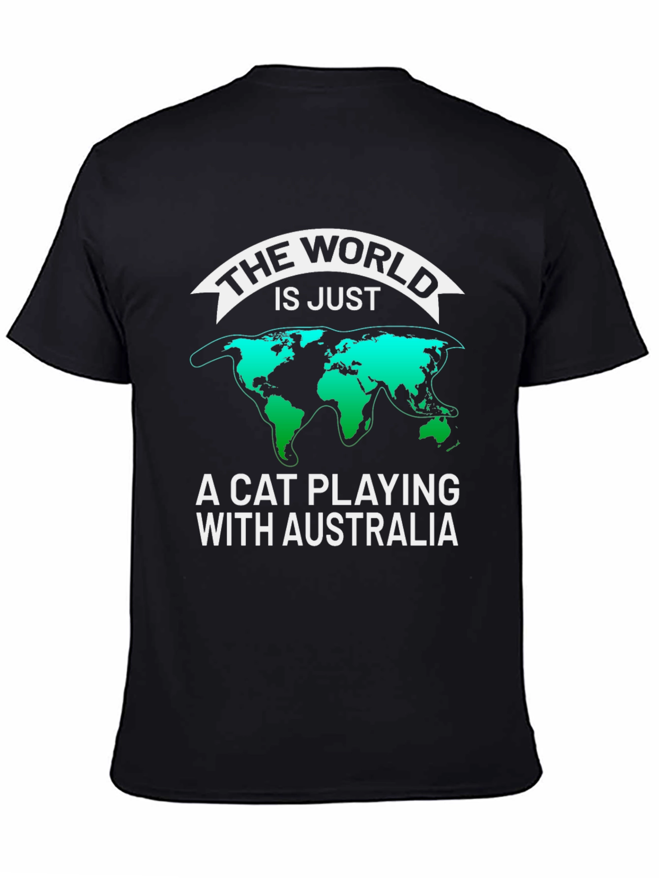 Black Cat Playing with Australia Graphic T-Shirt view 4