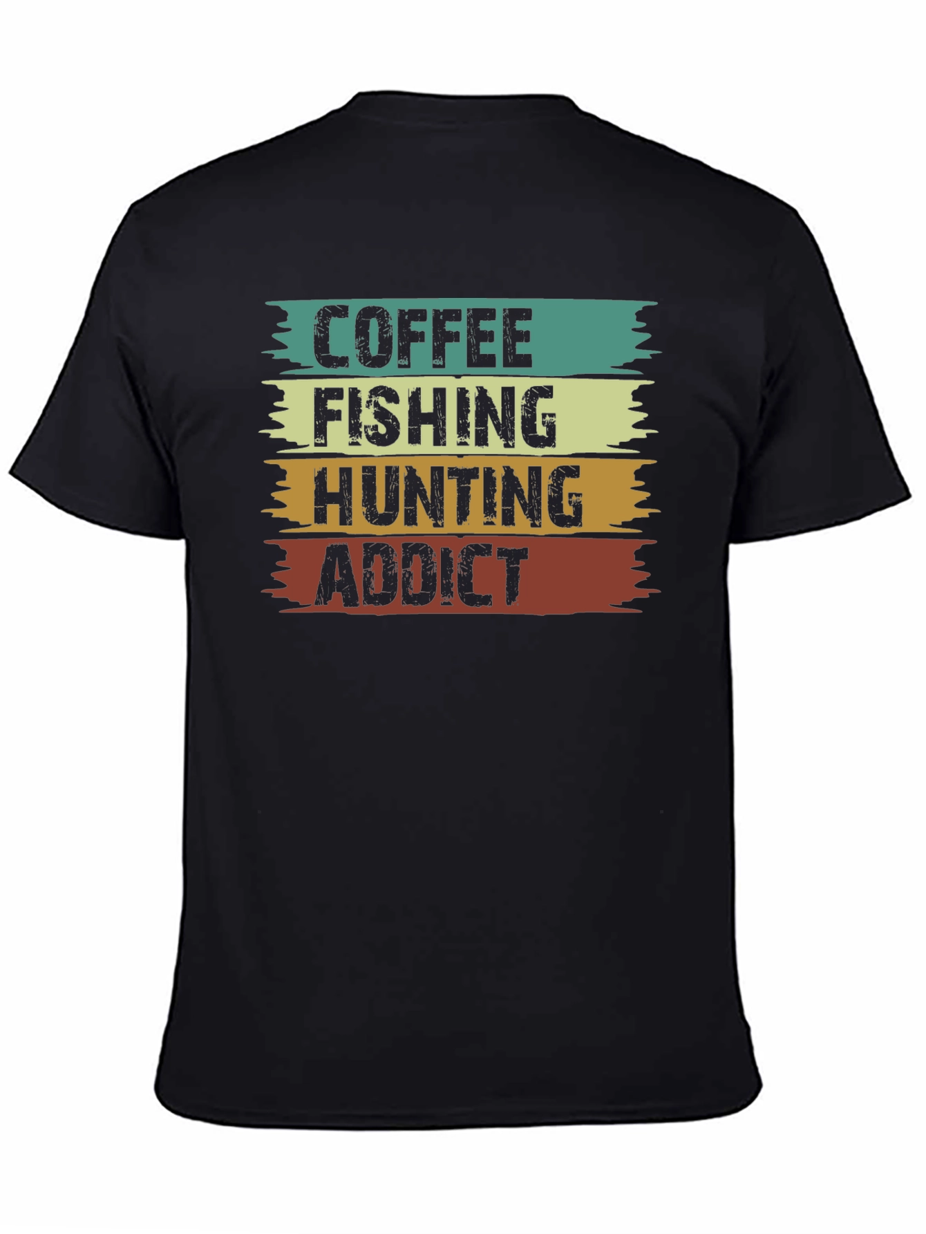 Black Coffee Fishing Hunting Addict Tee view 4