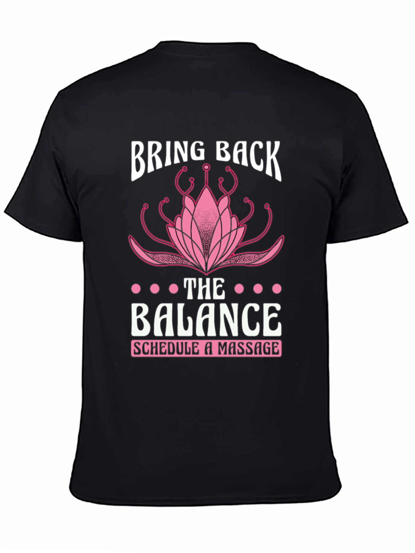 Black Balance Massage T-Shirt - Lotus Design view 4