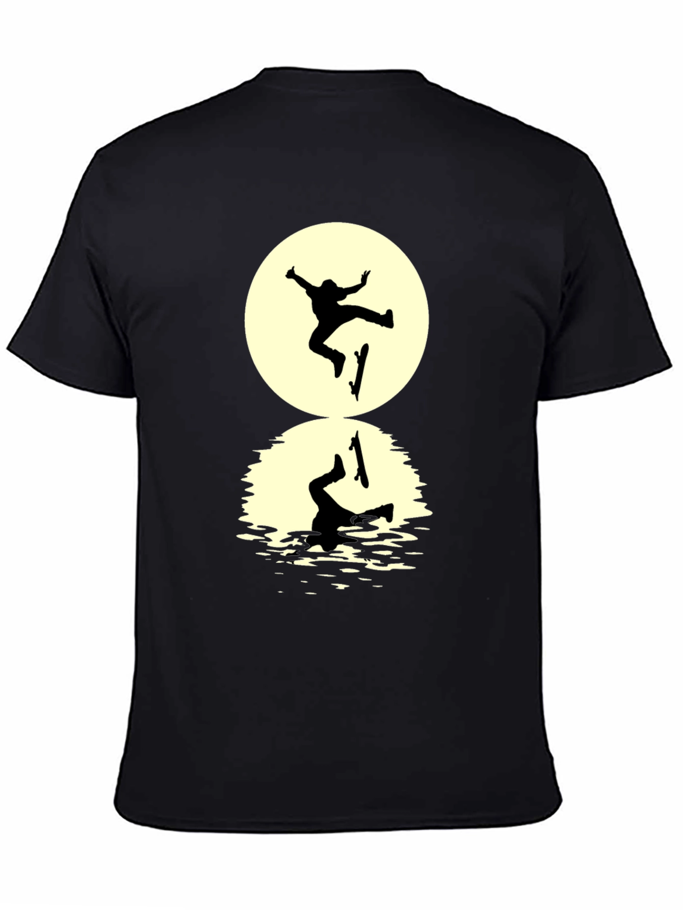 Black Skateboarder Silhouette T-Shirt - Black Graphic Tee view 4