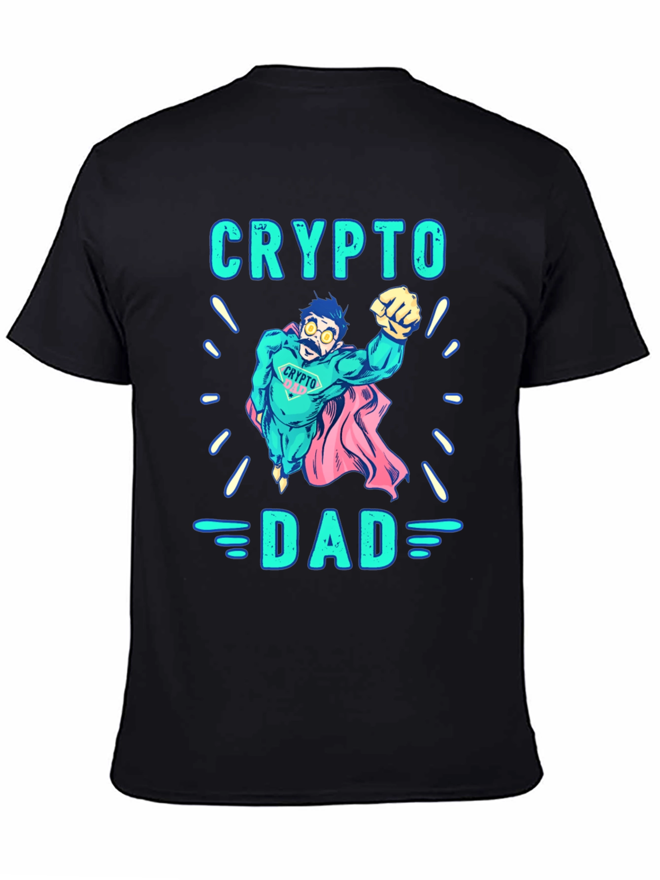 Black Crypto Dad Superhero Black Graphic Tee view 4