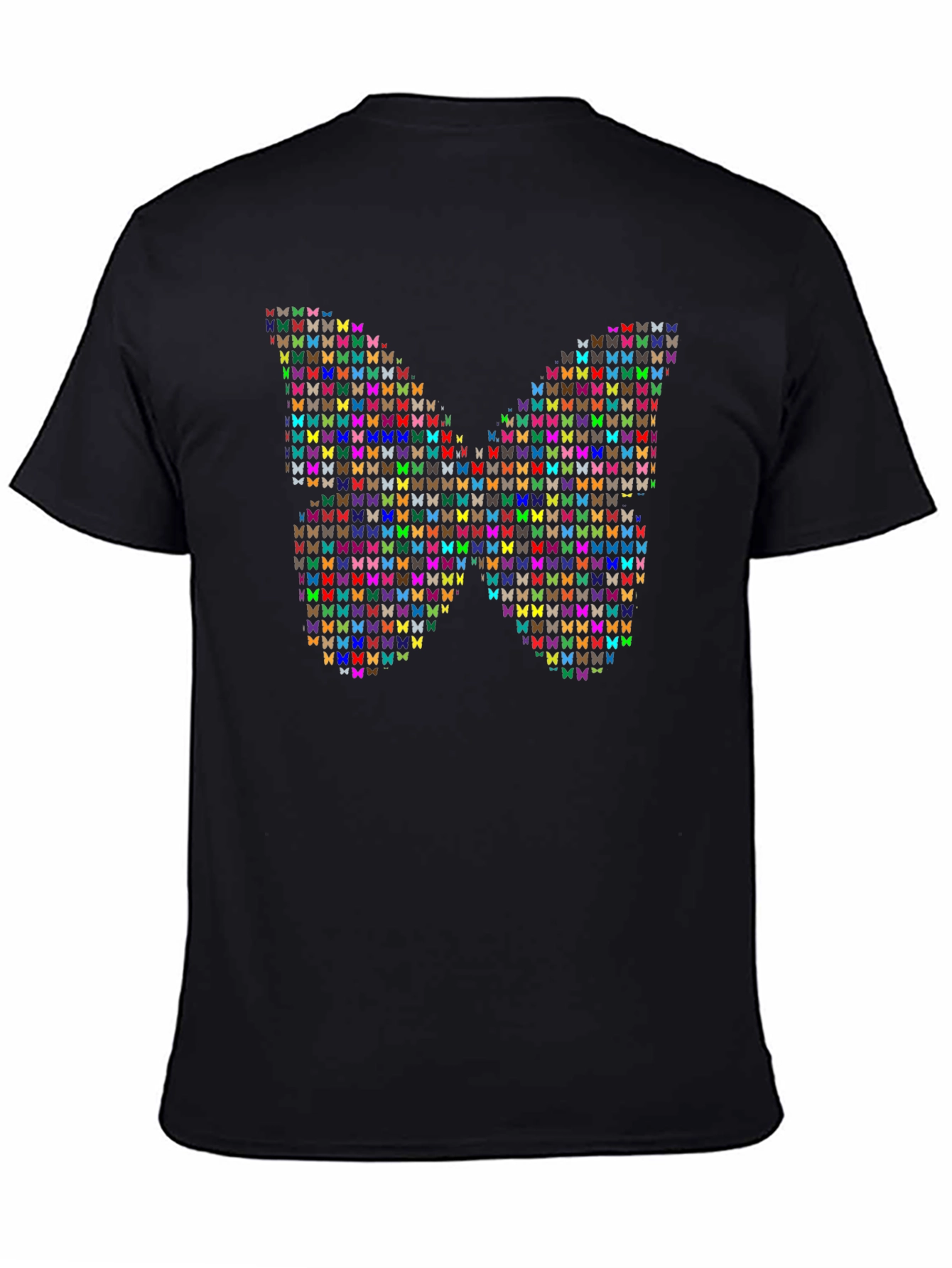 Black Butterfly Mosaic Graphic Tee - Stylish Black Cotton T-Shirt view 4
