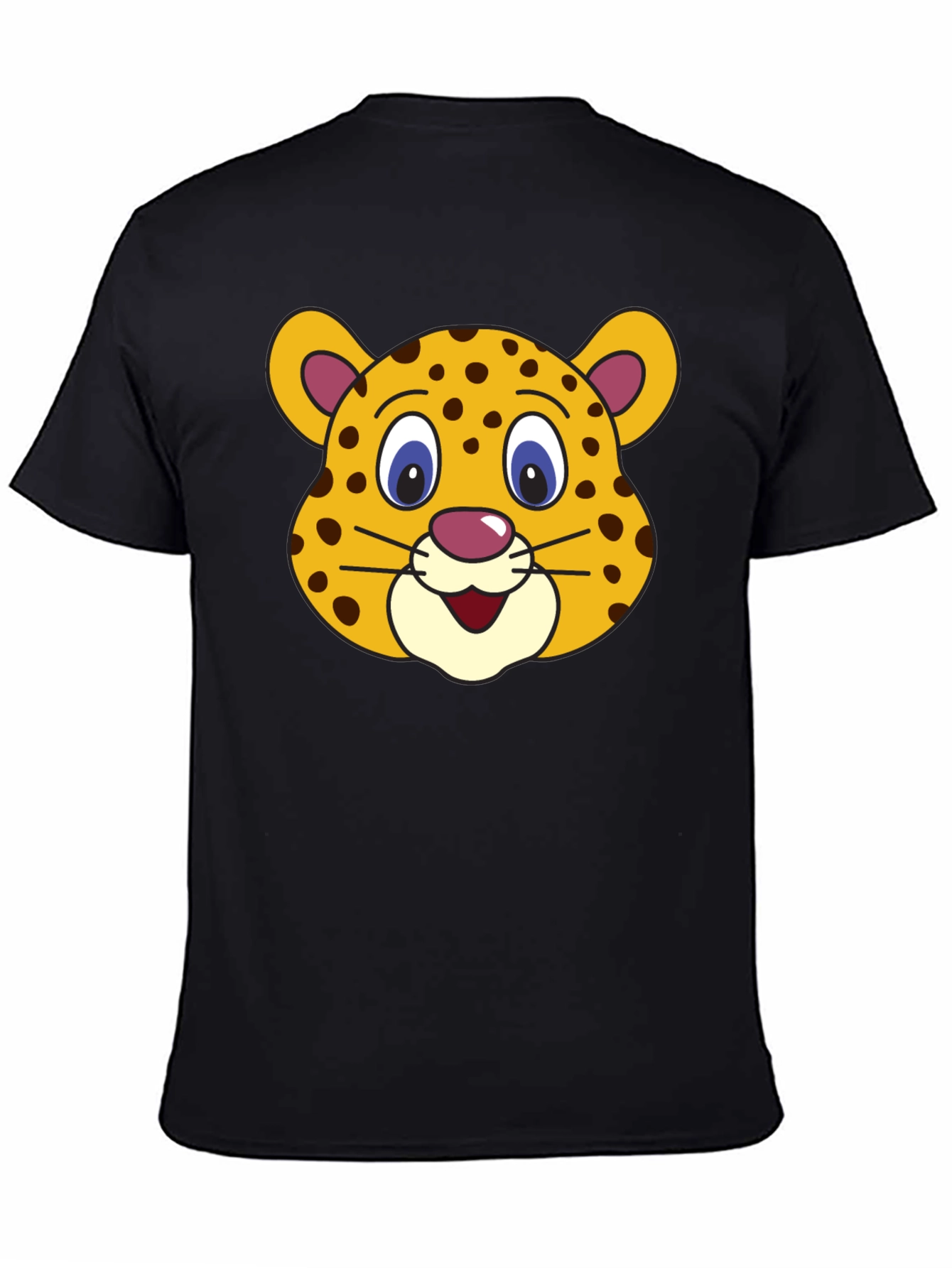 Black Cartoon Leopard Graphic Black T-Shirt view 4