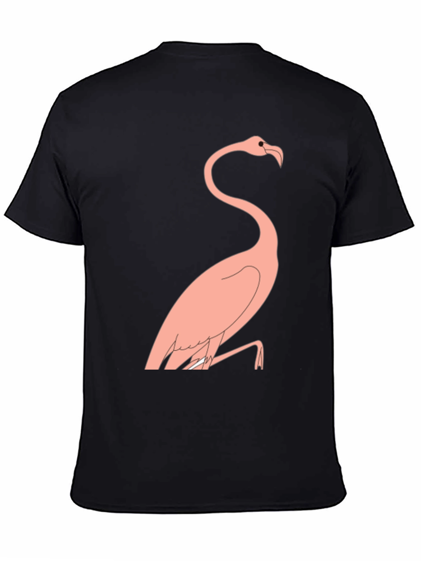 Black Men's Black T-Shirt with Flamingo Design view 4