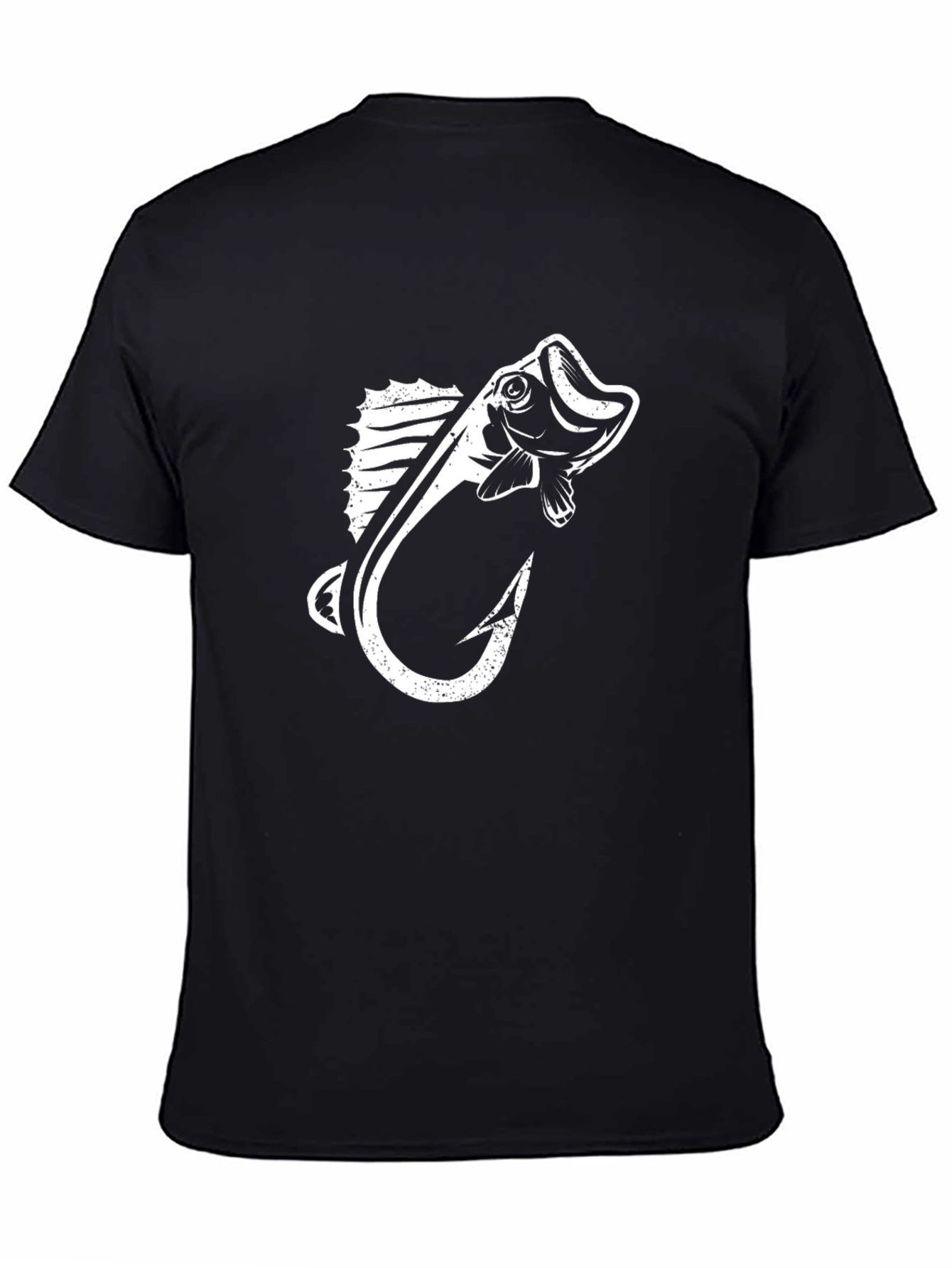 Black Bass Fishing Graphic Tee - Black Cotton T-Shirt view 4