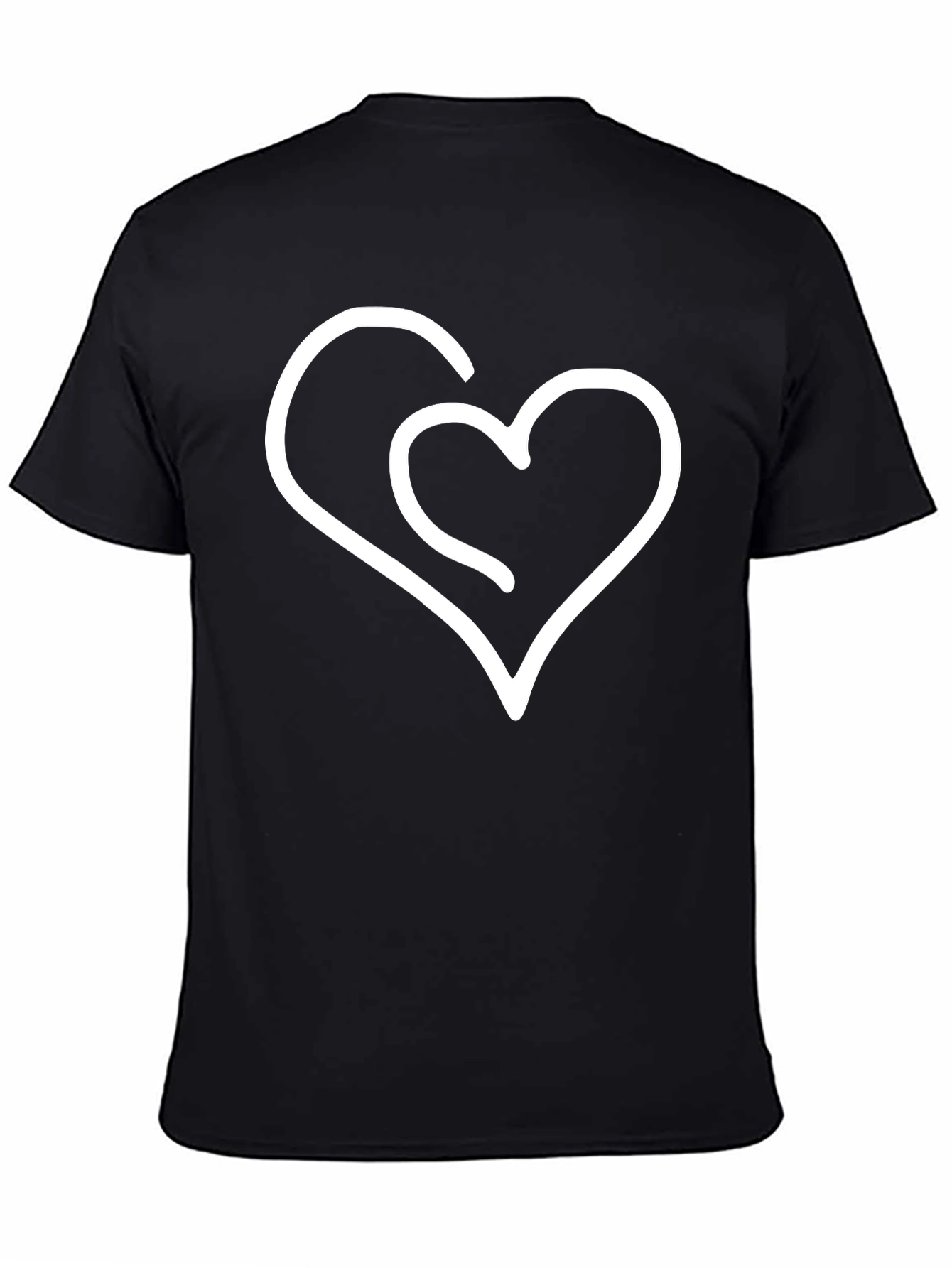 Black Heart Outline Graphic Tee - Black Casual Shirt view 4