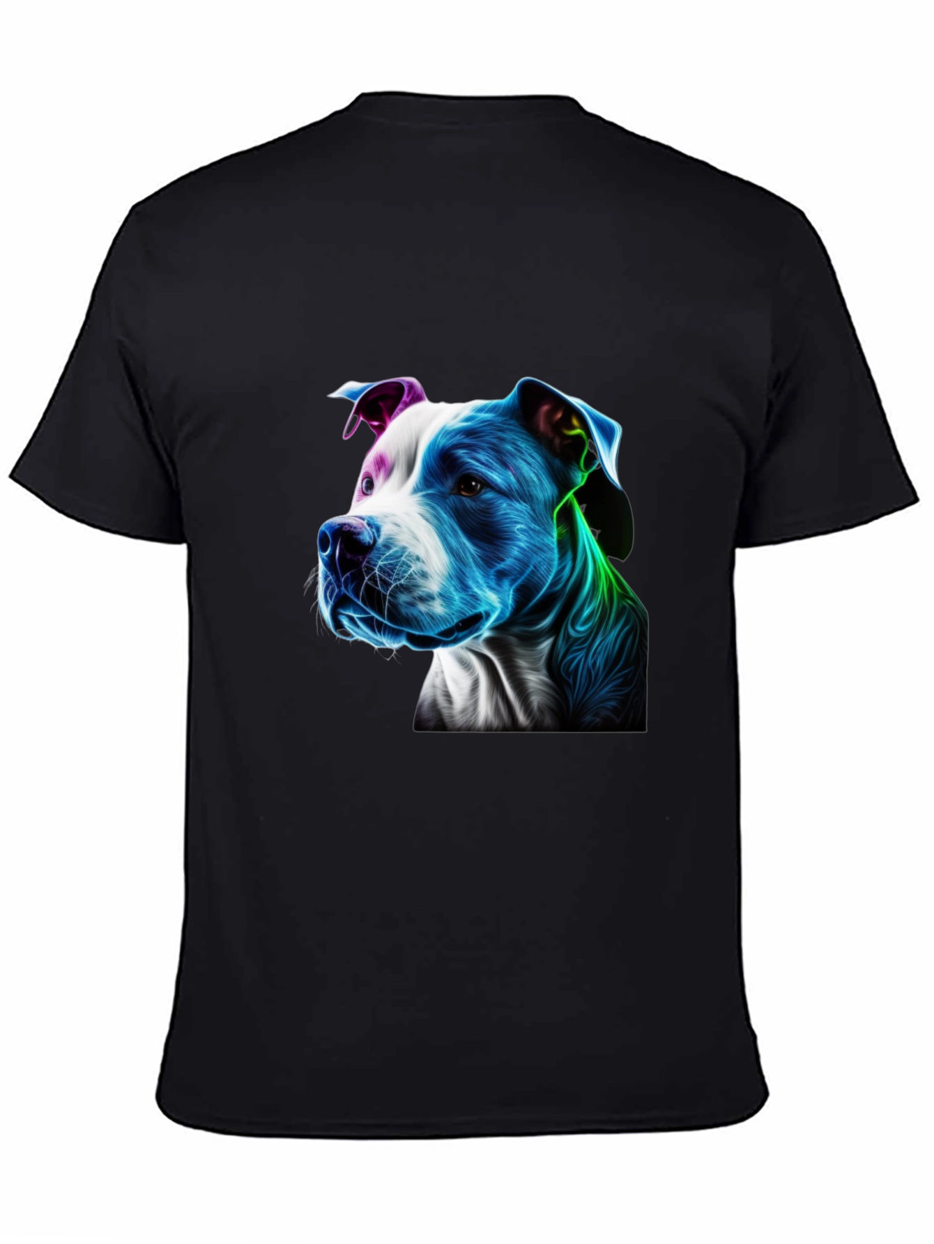 Black Vibrant Pitbull Graphic Black T-Shirt view 4