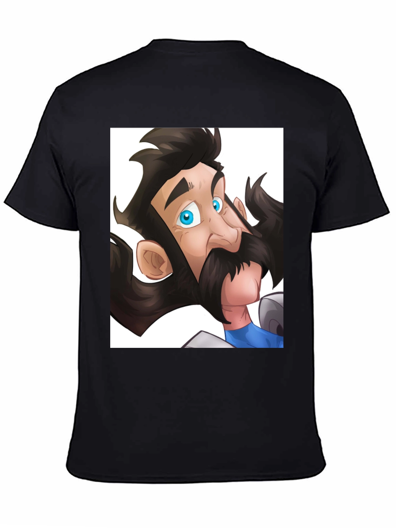 Black Cartoon Knight Graphic Tee - Black Cotton Blend T-Shirt view 4